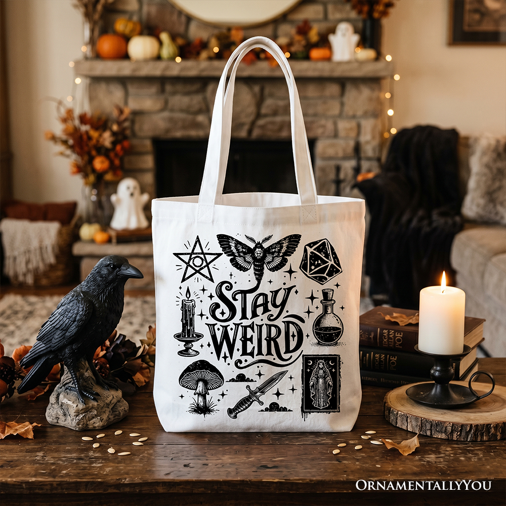 Stay Weird Witchy Vibes Tote Bag, Mystical Halloween Gift Shopper for Powerful Women