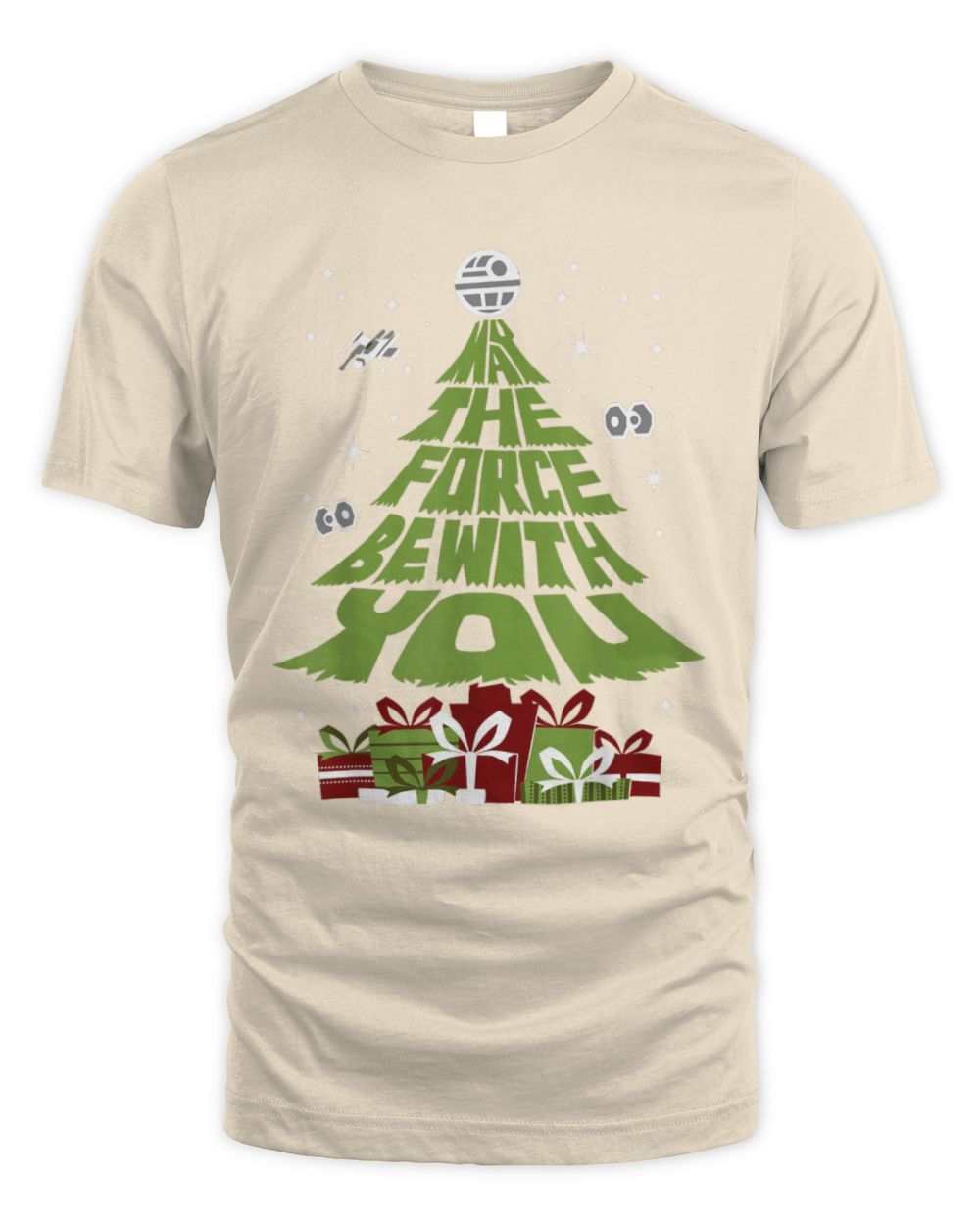 Star Wars May The Force Be With You Christmas tree graphic unisex cotton t-shirt