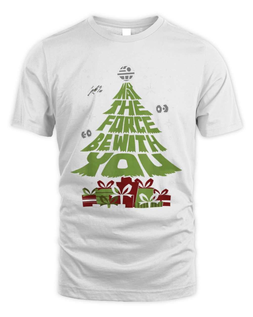 Star Wars May The Force Be With You Christmas tree graphic white cotton t-shirt unisex