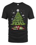 Black Star Wars May The Force Be With You Christmas tree graphic unisex cotton t-shirt