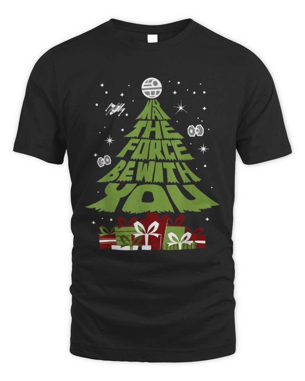 Star Wars May The Force Be With You Christmas tree graphic unisex black t-shirt