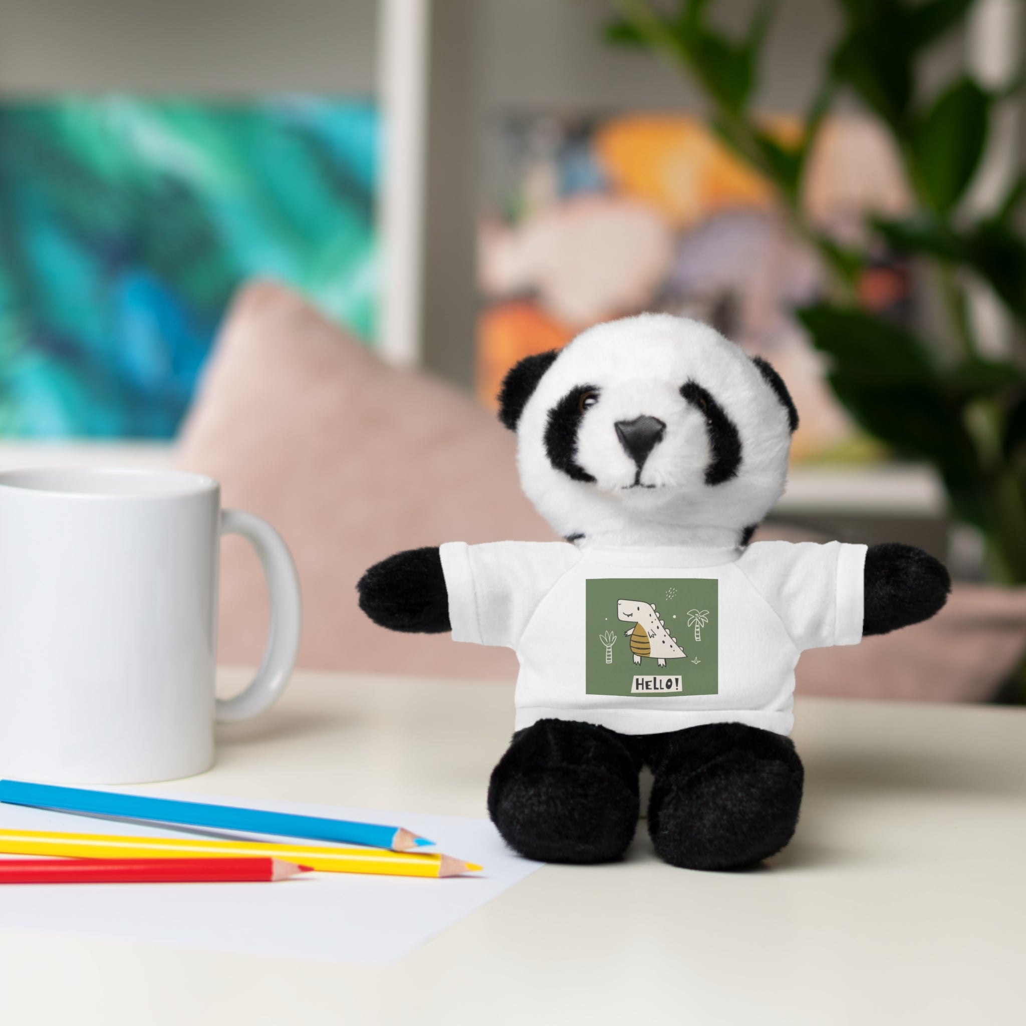 Cute Stuffed Animal with Tee, Adorable Plush Toy Gift, Children's Birthday Present, Cozy Cuddle Buddy, Animal Lover Collectible