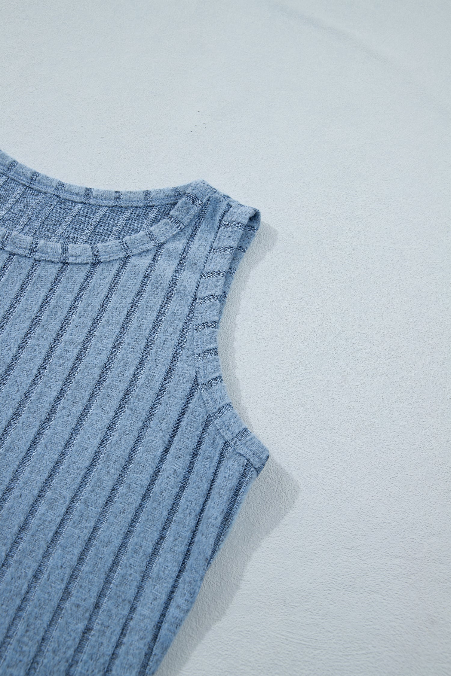Beau Blue slim ribbed mineral wash tank top on mannequin