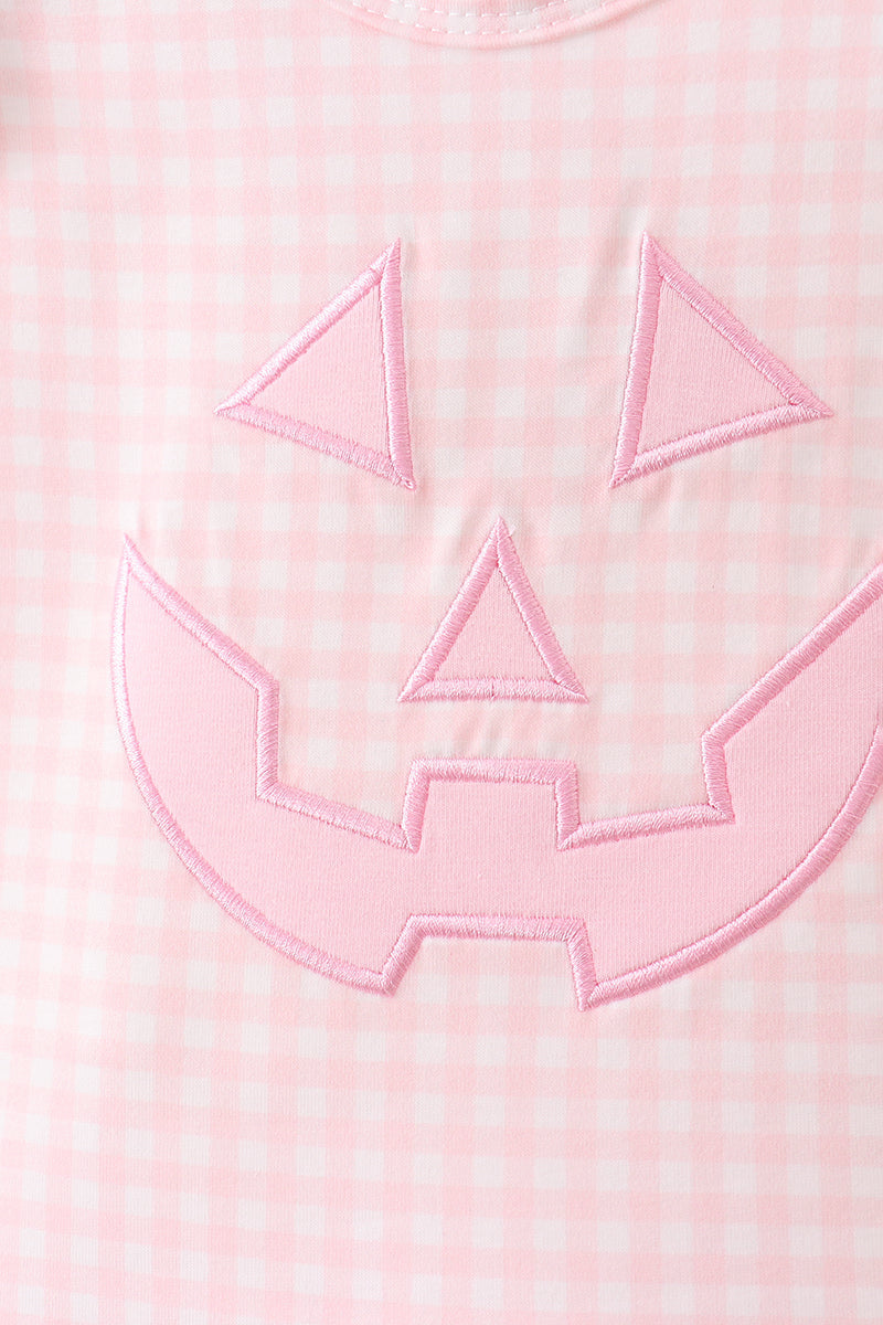 Baby Halloween bloomer set with pink jack-o-lantern applique