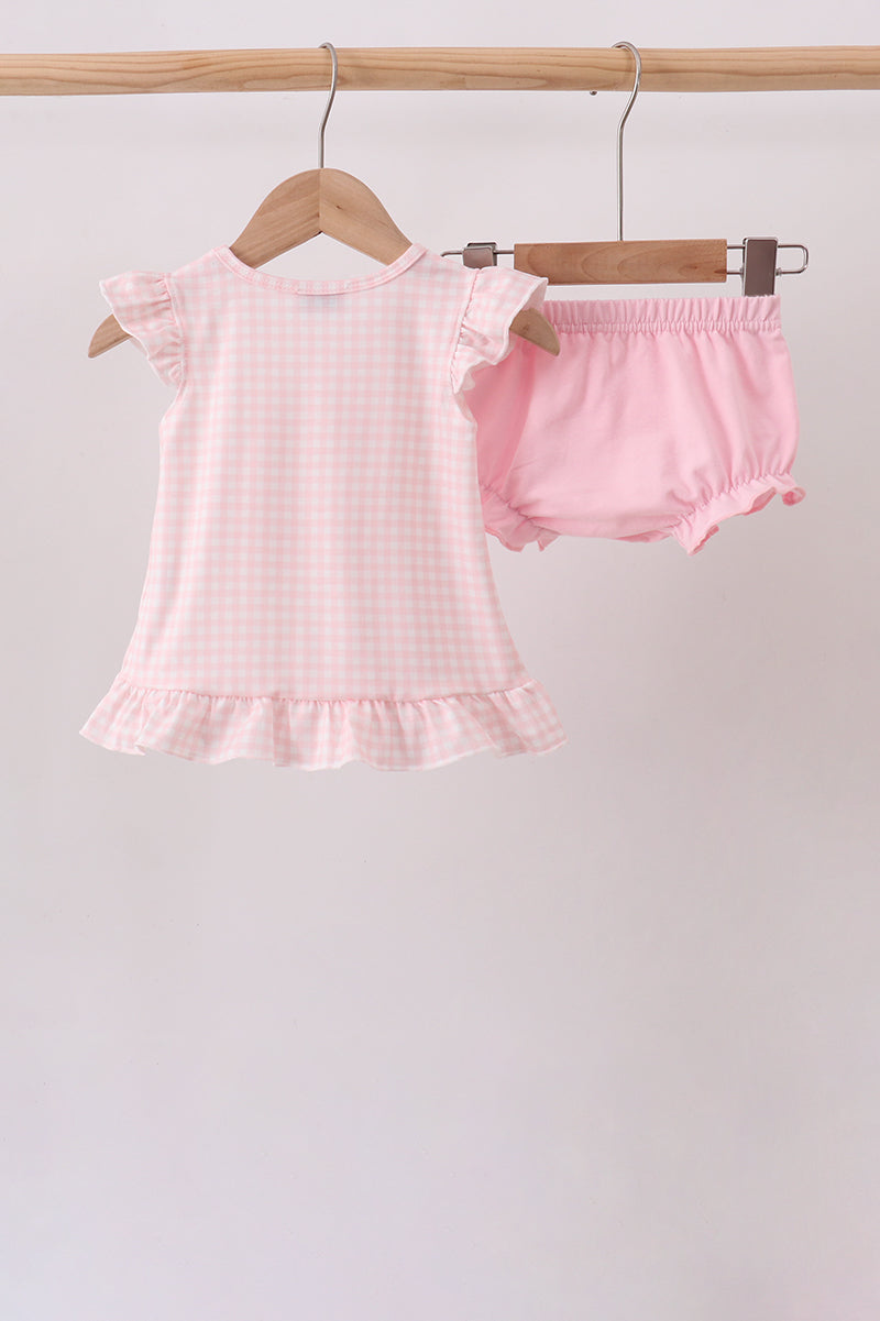 Baby Halloween bloomer set with pink jack-o-lantern applique