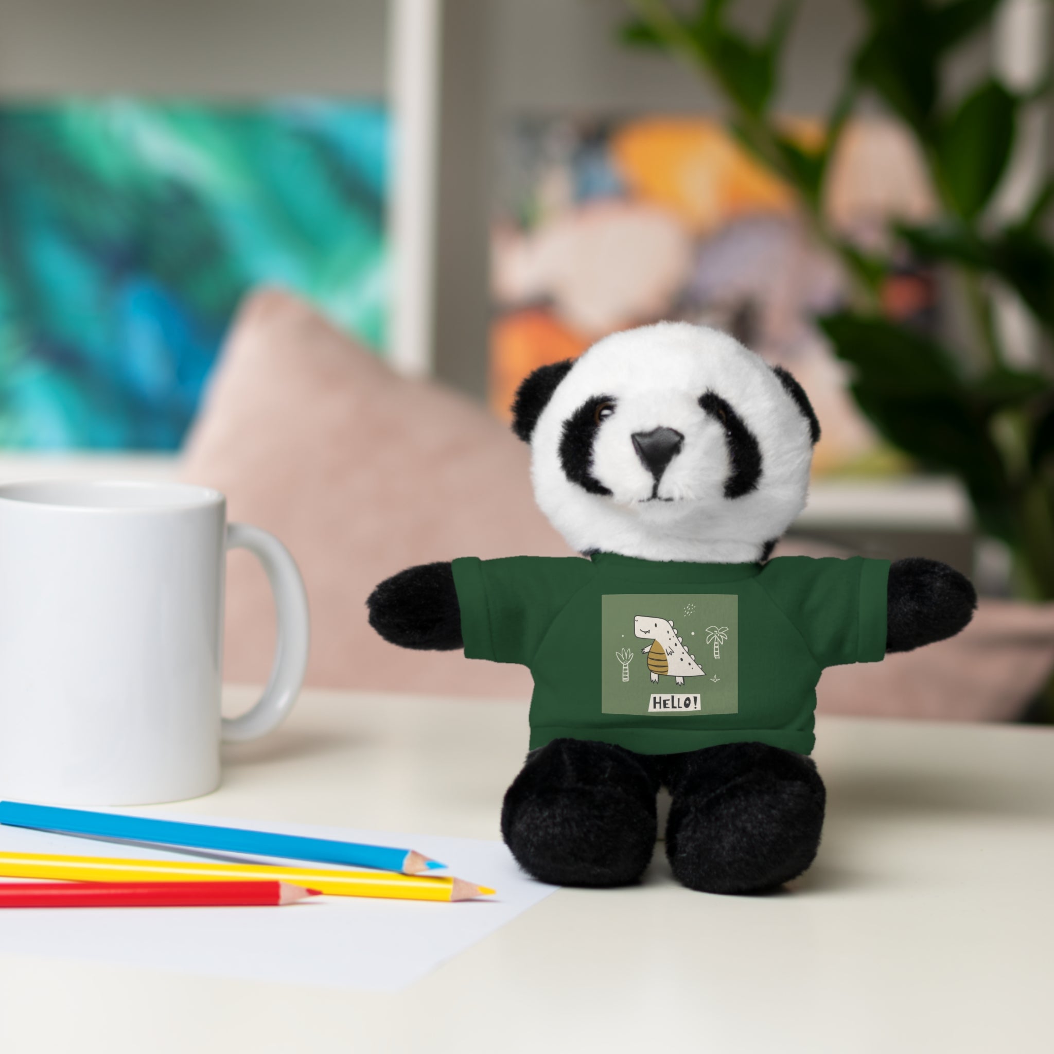 Cute Stuffed Animal with Tee, Adorable Plush Toy Gift, Children's Birthday Present, Cozy Cuddle Buddy, Animal Lover Collectible