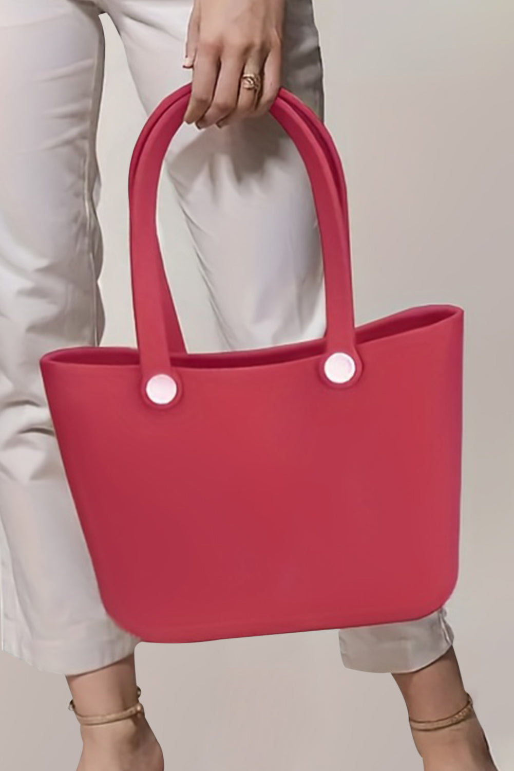 Fiery red waterproof EVA tote bag with detachable self-assembly straps and spacious design