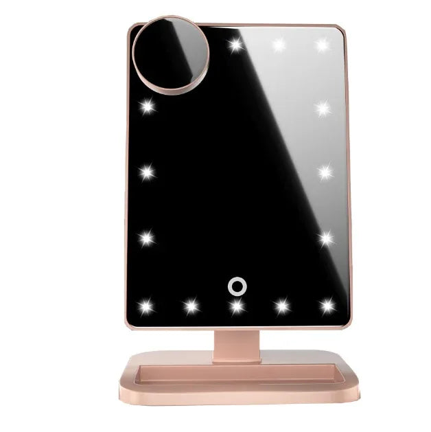 LED makeup mirror with Bluetooth speaker and 10X magnification
