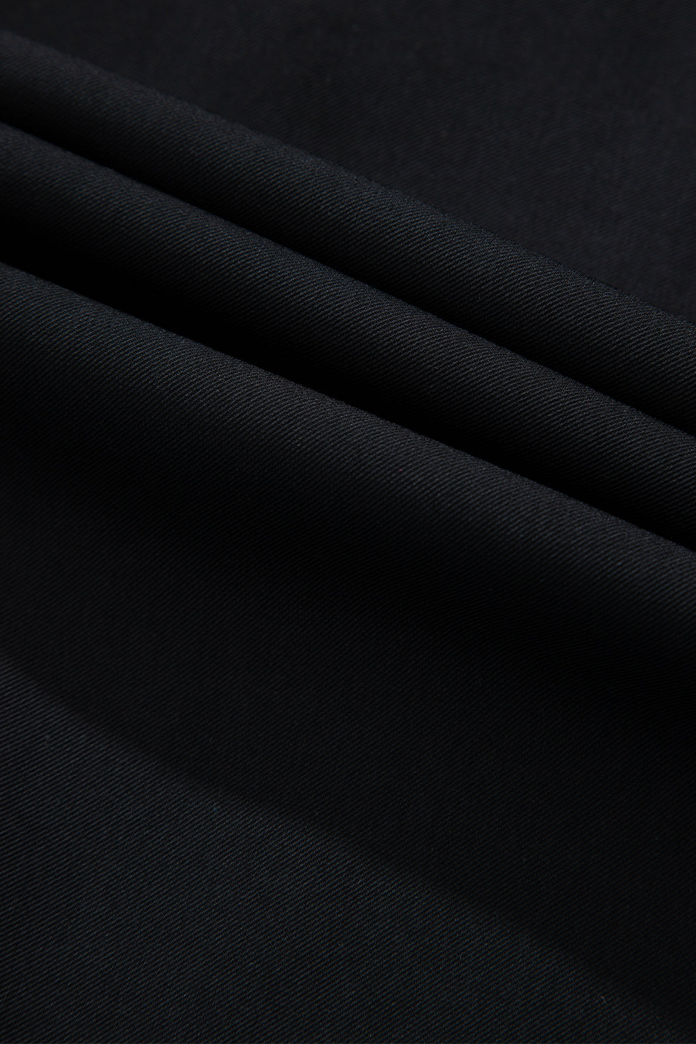 Black collar tab sleeve zip-up jacket with flap detail, sleek and stylish design