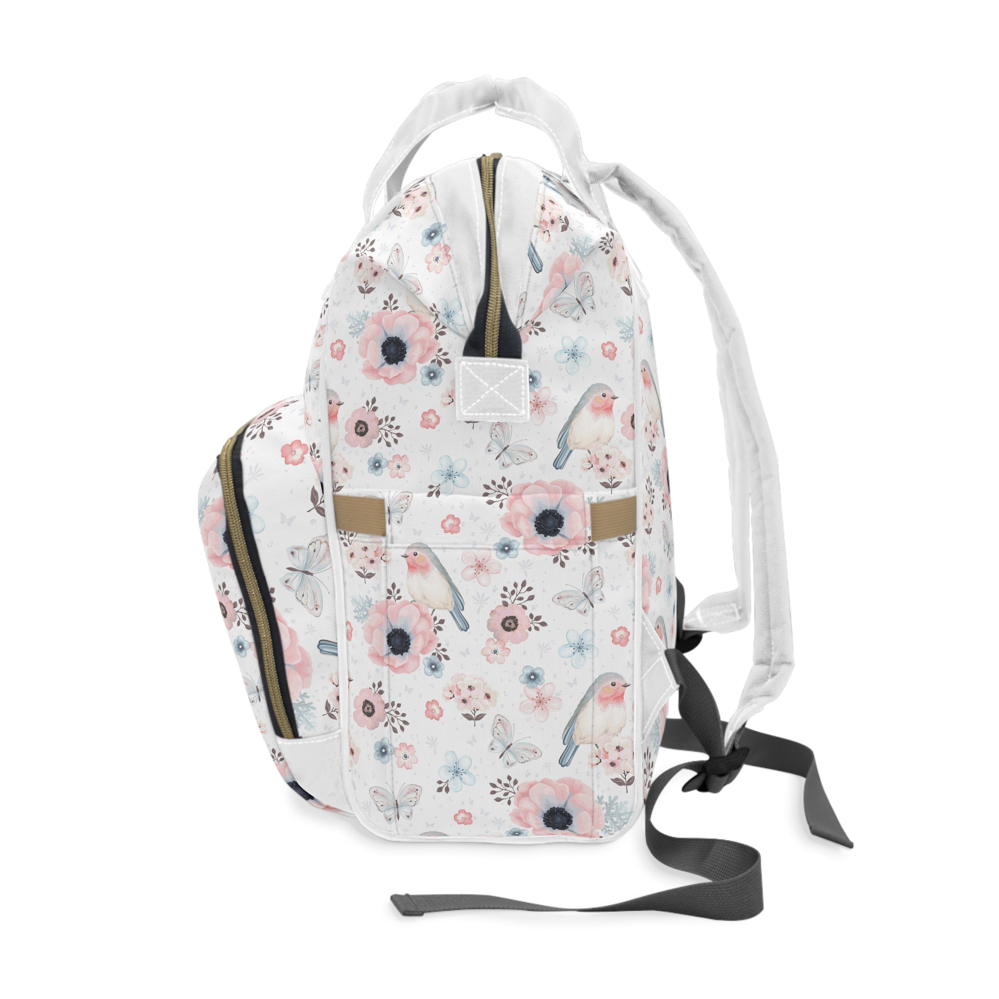 Floral Multifunctional Diaper Backpack, Stylish Baby Bag, Maternity Backpack, Mom Organizer, Travel Changing Bag