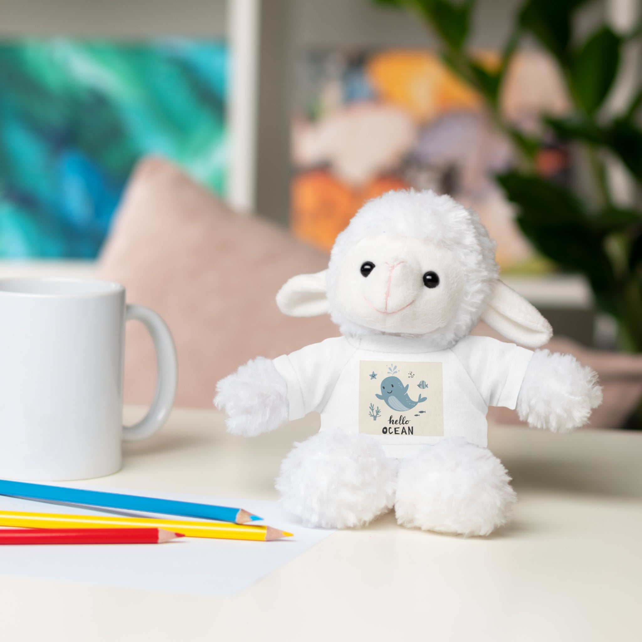 Cuddly Stuffed Bear with Tee - Cute Gift for Kids, Nursery Decor, Birthday Surprise, Ocean Theme, Plush Toy