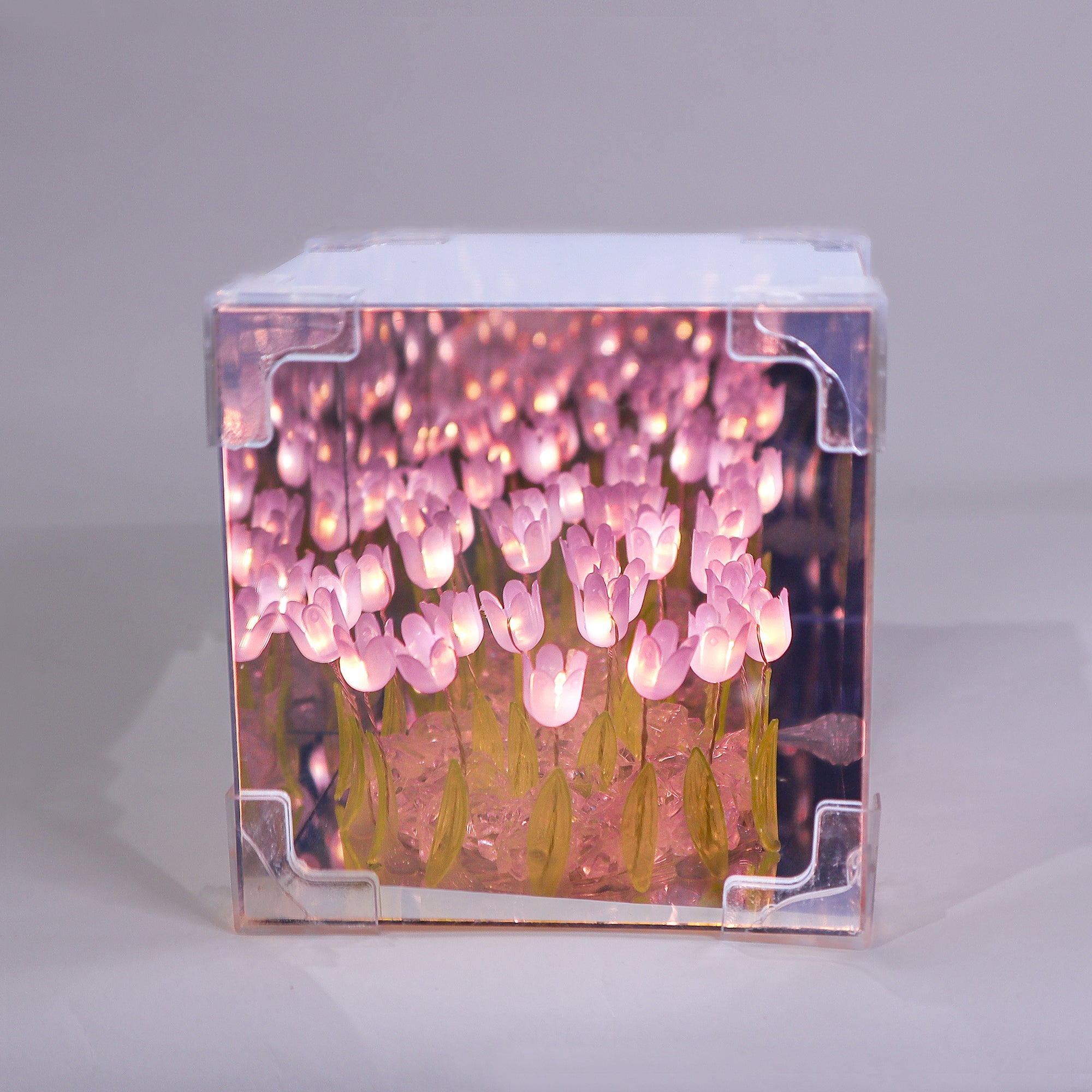 Purple Tulip Mirror LED Night Light – DIY Floral Glow Lamp
