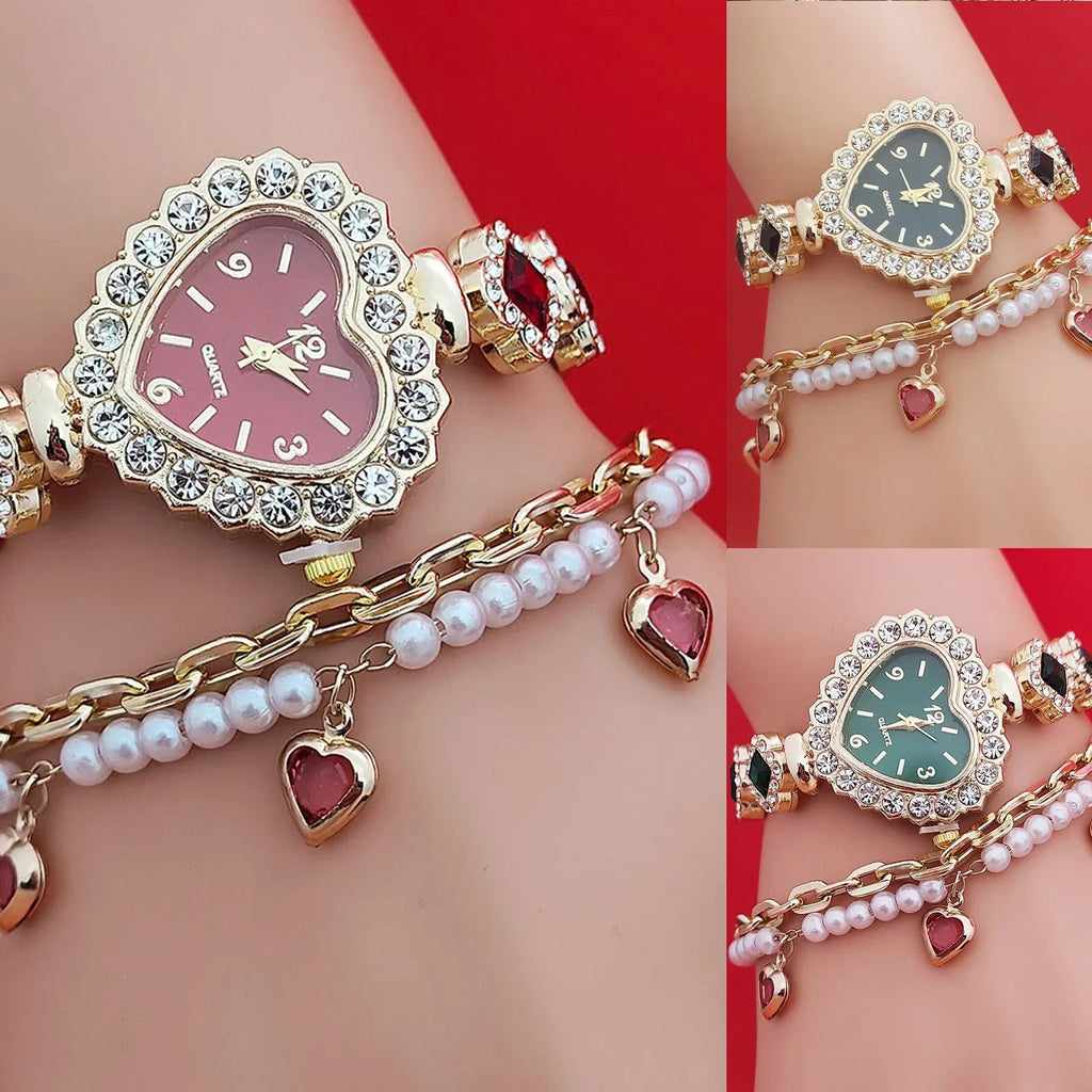 Women's bracelet watch set heart quartz Valentine's gift