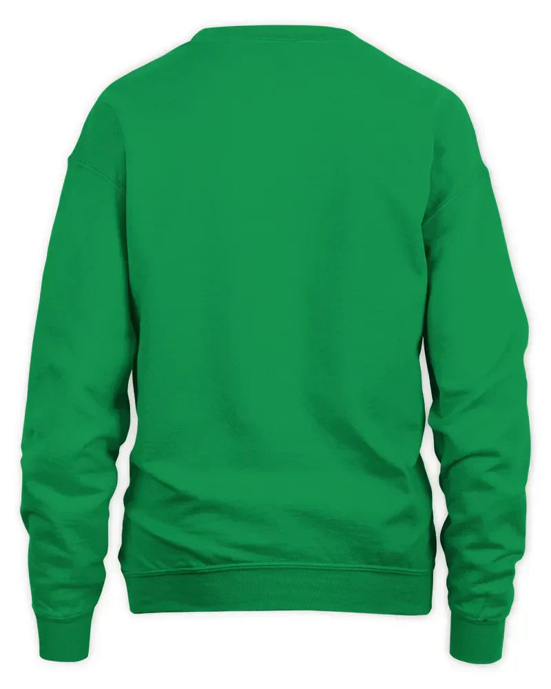 Green unisex sweatshirt with 1x1 rib, spandex, and double-needle stitching, made from preshrunk fleece knit