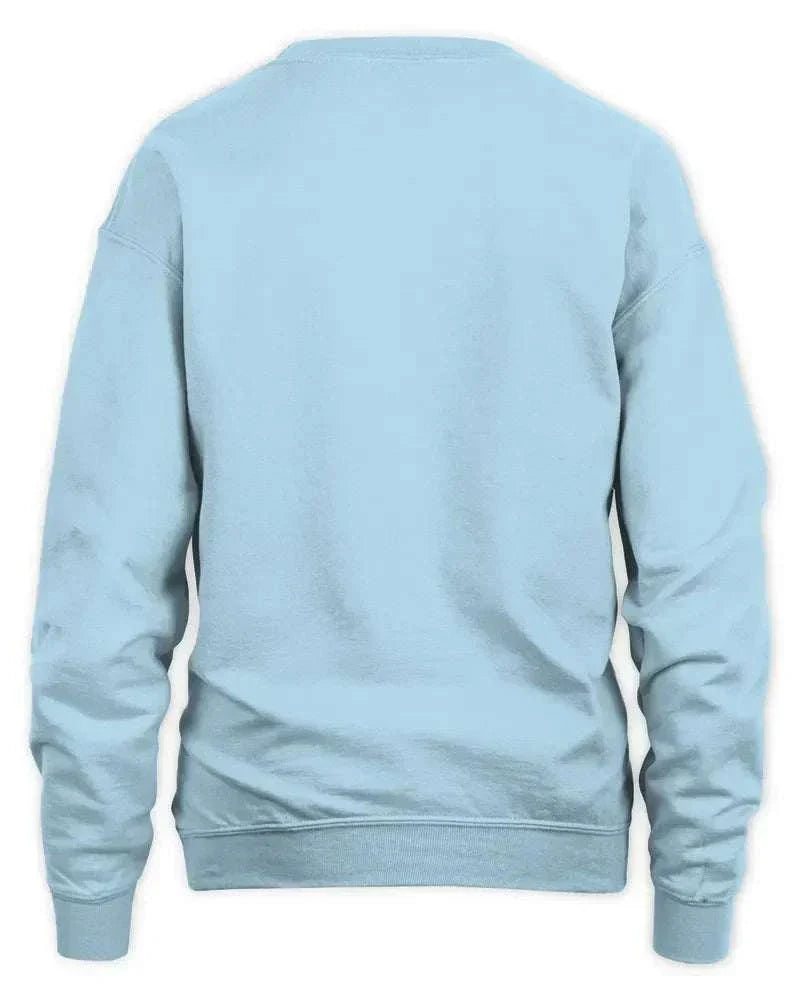 Light blue Pharmacy Christmas sweatshirt with 1x1 rib, preshrunk fleece knit, and double-needle stitching