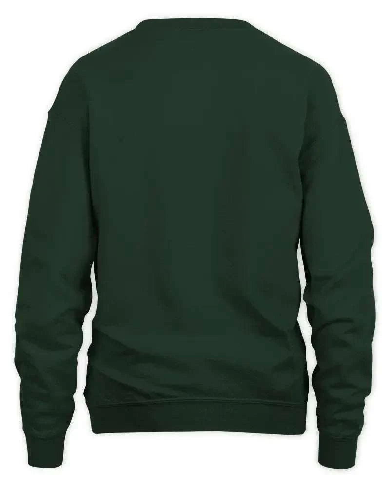 Unisex sweatshirt dark green preshrunk fleece knit with ribbed cuffs and waistband