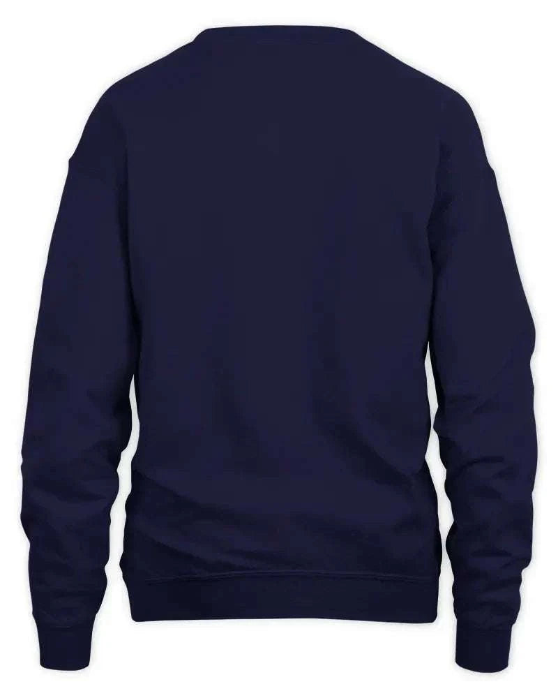 Merry Grinchmess navy fleece knit sweatshirt with 1x1 rib and double-needle stitching