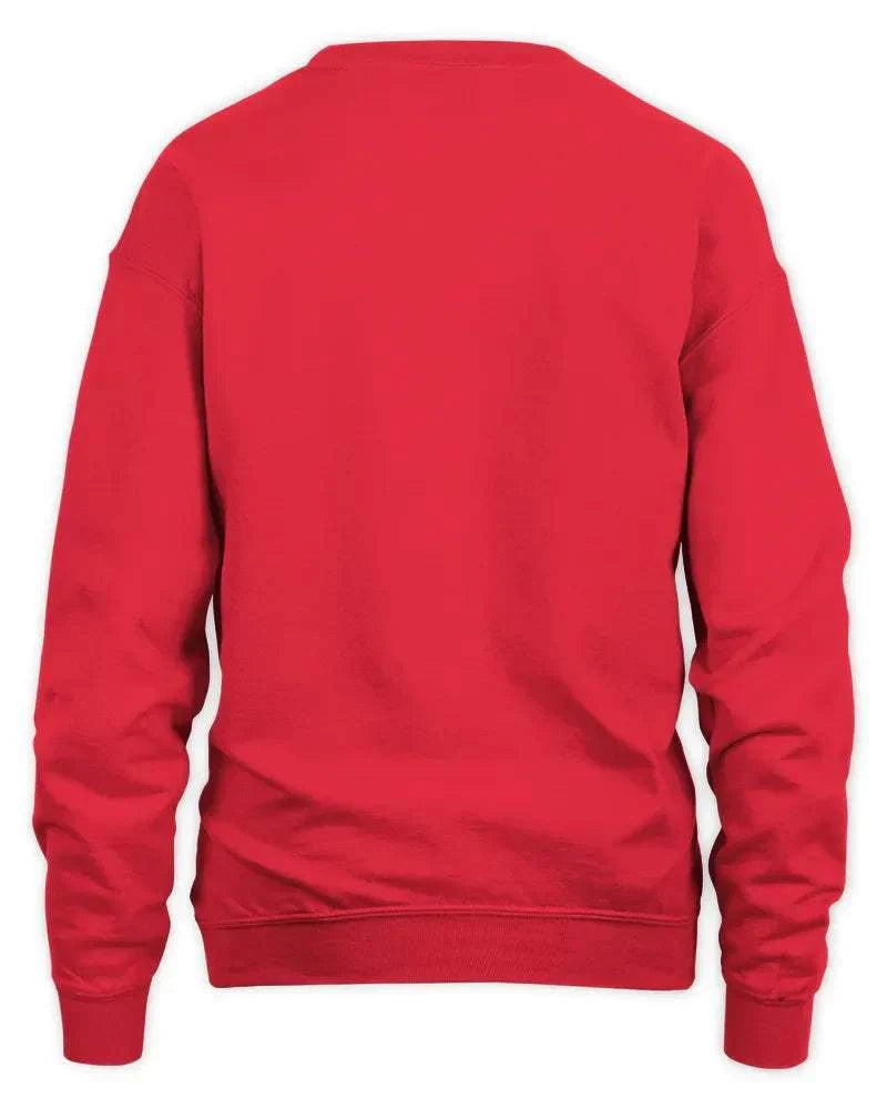 Merry Grinchmess red preshrunk fleece sweatshirt with 1x1 rib and double-needle stitching
