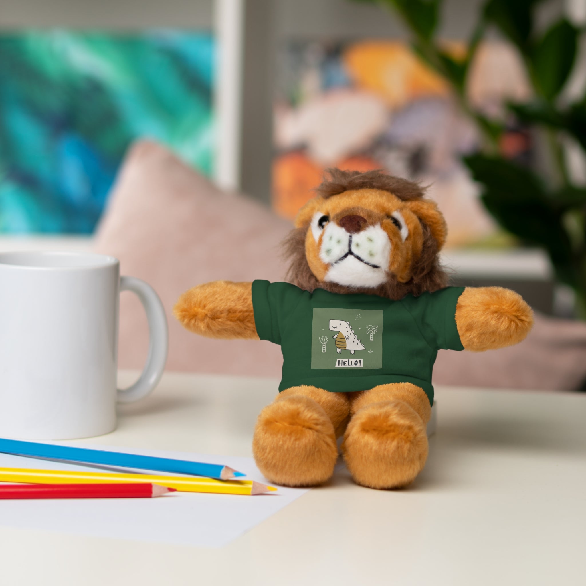Cute Stuffed Animal with Tee, Adorable Plush Toy Gift, Children's Birthday Present, Cozy Cuddle Buddy, Animal Lover Collectible