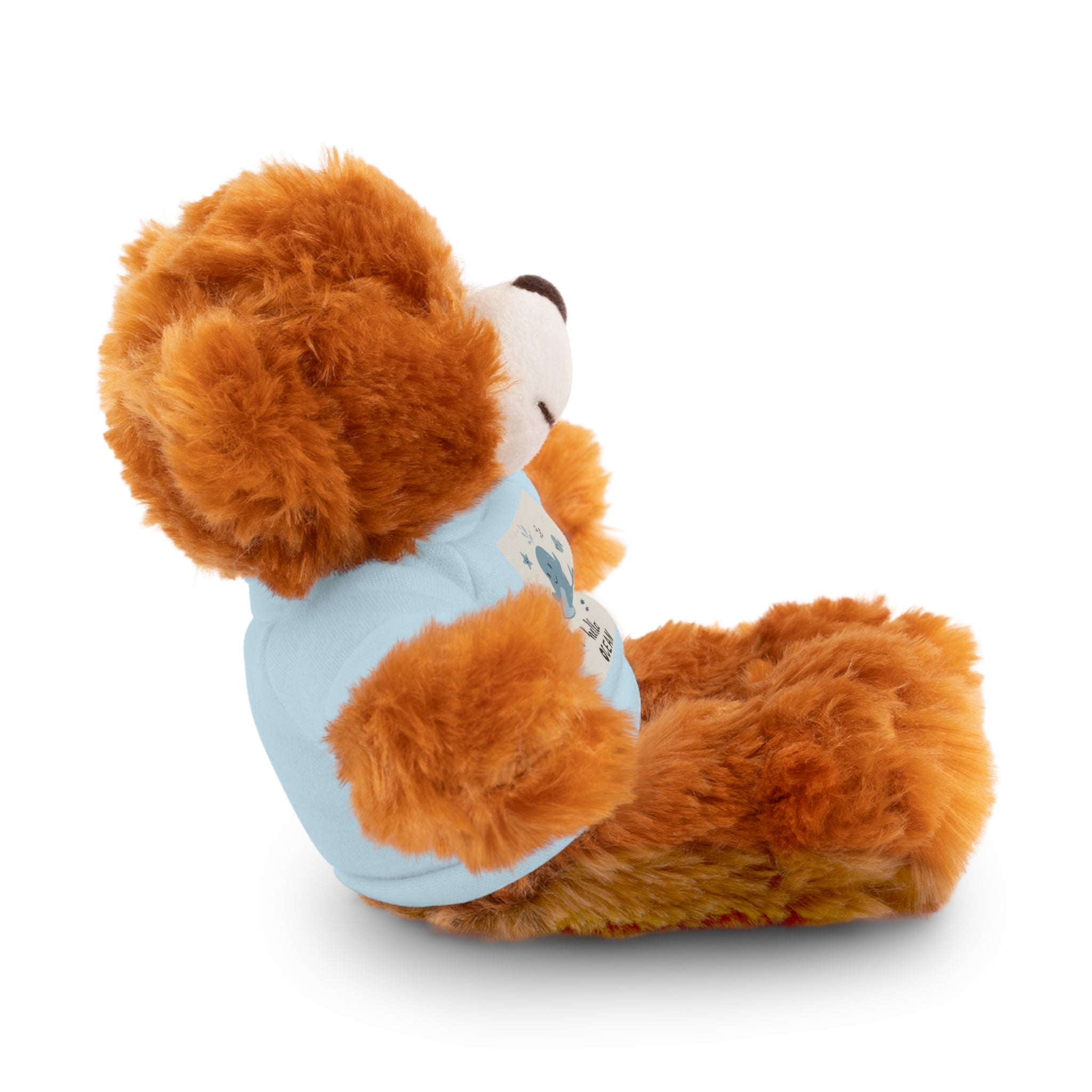 Cuddly Stuffed Bear with Tee - Cute Gift for Kids, Nursery Decor, Birthday Surprise, Ocean Theme, Plush Toy