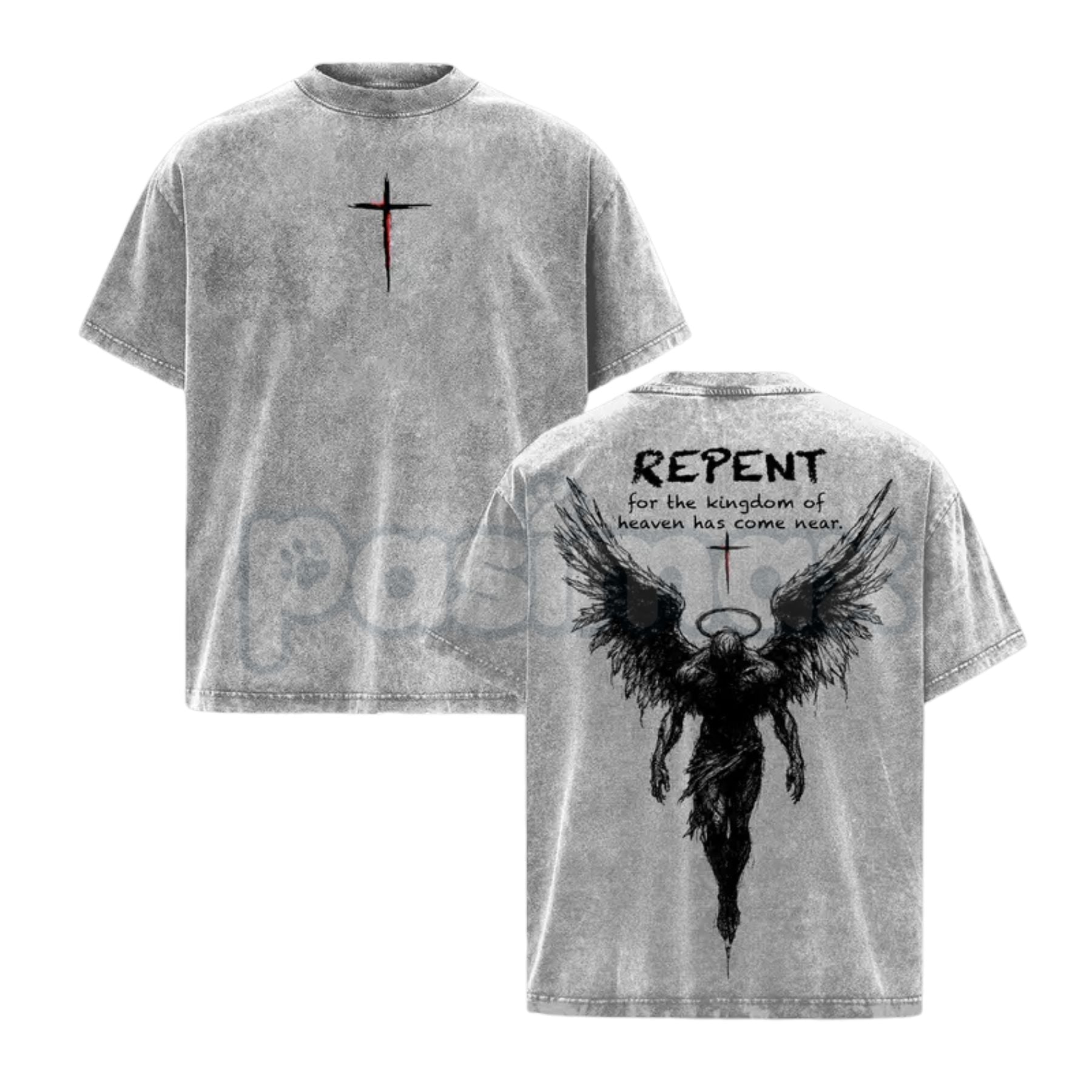 Christian streetwear t-shirt with angel wings repent graphic