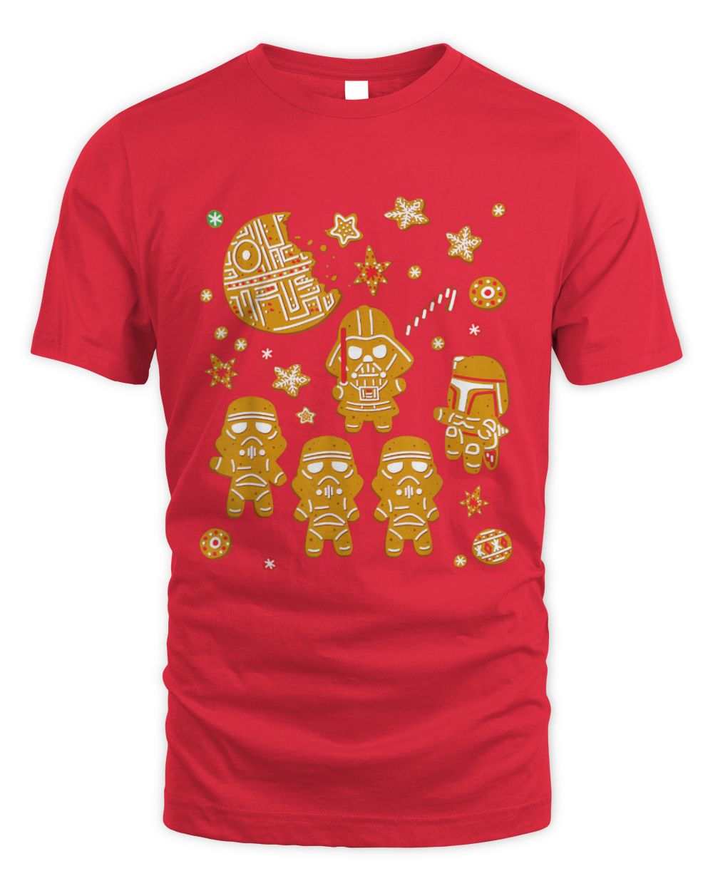 Red Star Wars Gingerbread Cookies Galactic Empire Holiday unisex t-shirt in cotton