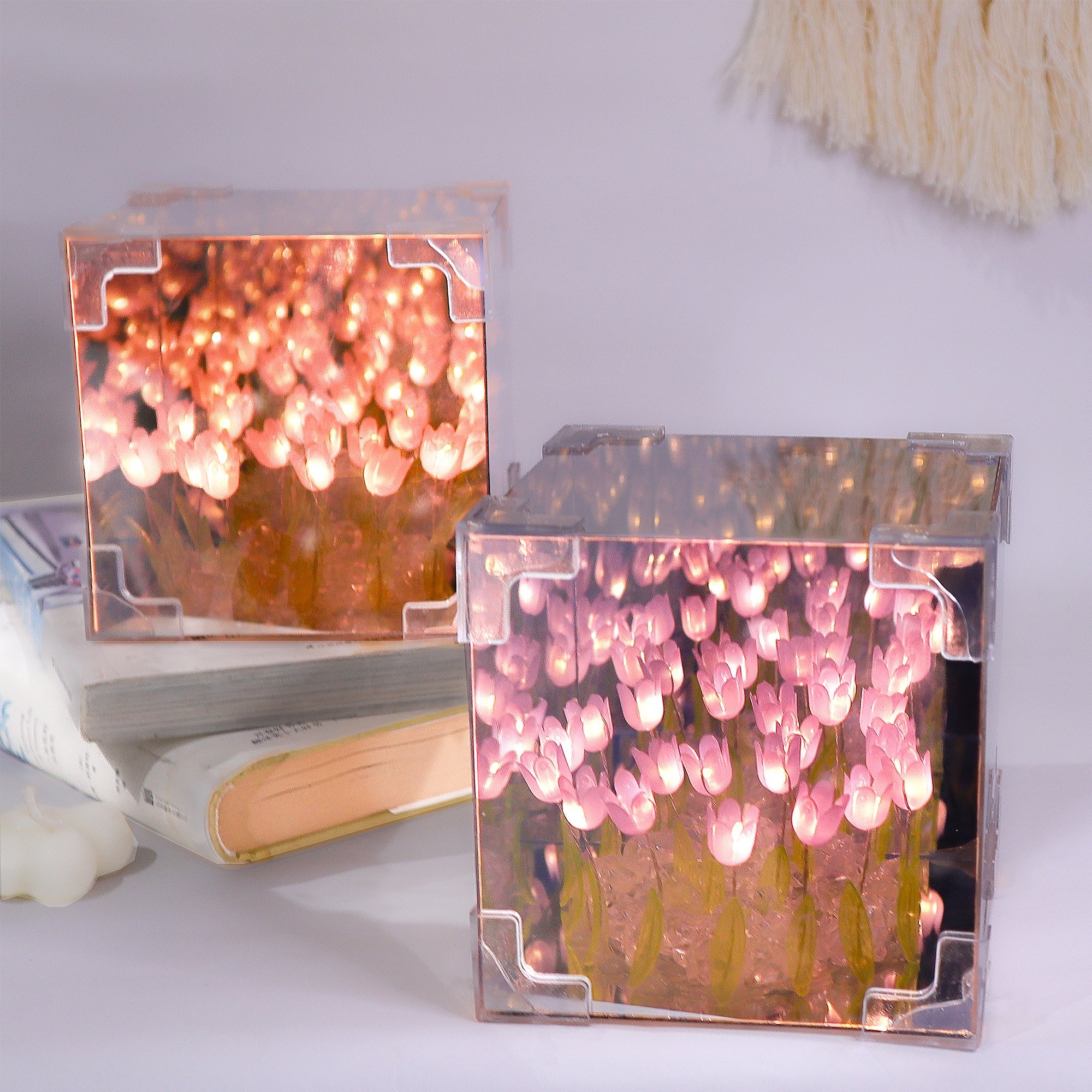 Purple Tulip Mirror LED Night Light – DIY Floral Glow Lamp