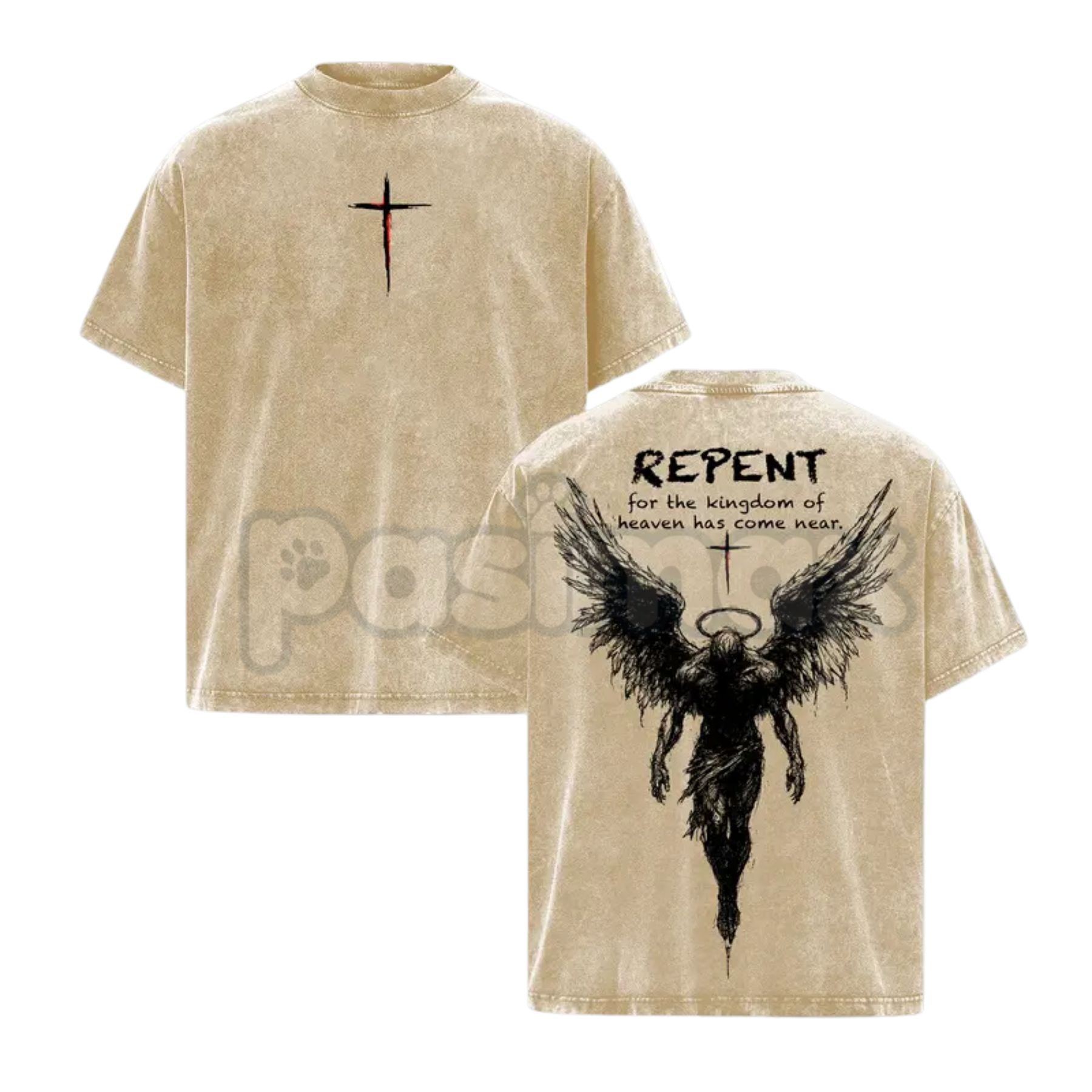 Christian streetwear t-shirt with angel wings repent graphic
