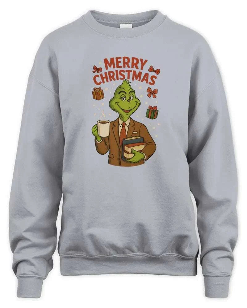 Unisex sweatshirt with soft preshrunk fleece knit featuring Christmas Grinch design