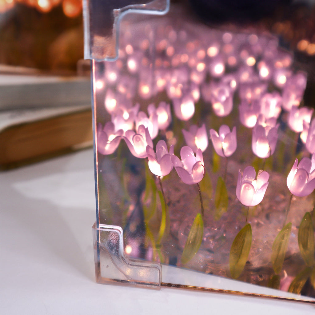 Purple Tulip Mirror LED Night Light – DIY Floral Glow Lamp