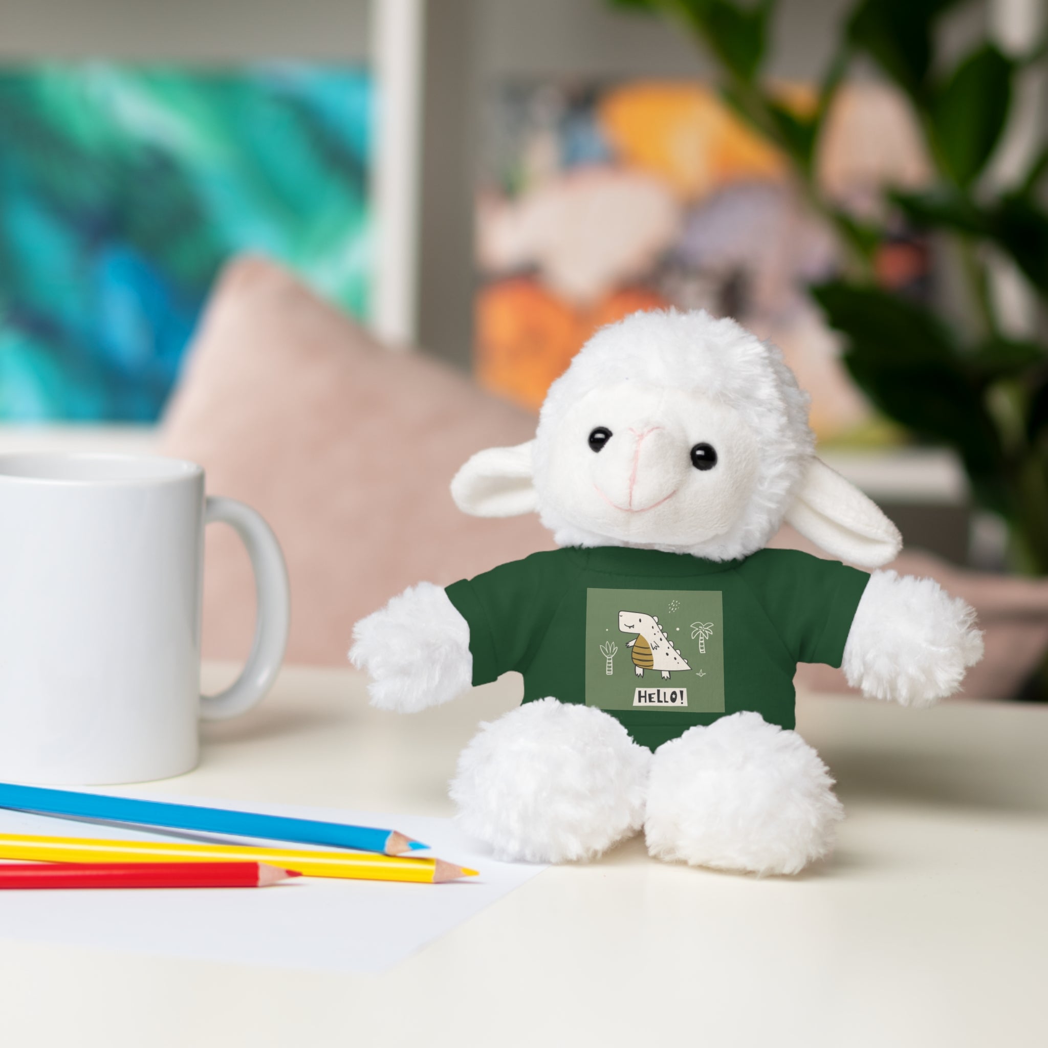 Cute Stuffed Animal with Tee, Adorable Plush Toy Gift, Children's Birthday Present, Cozy Cuddle Buddy, Animal Lover Collectible