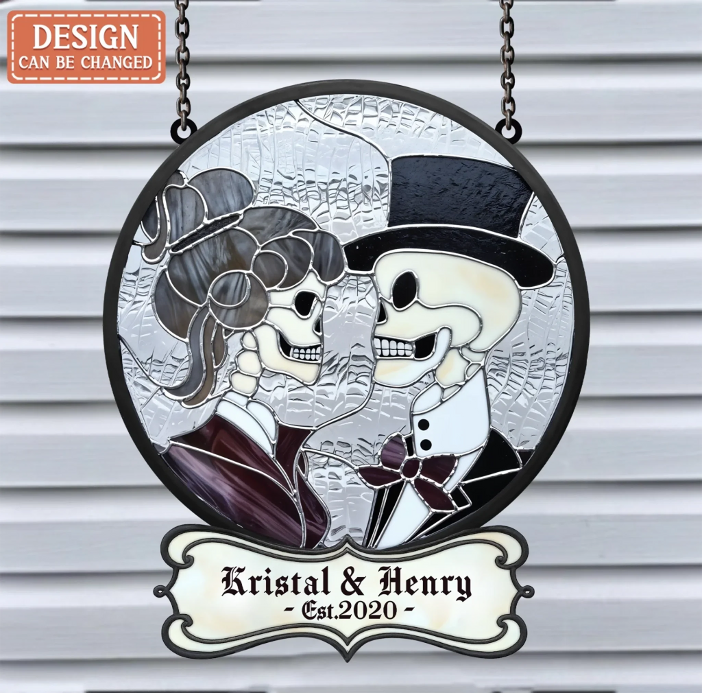 Personalized Skull Couple Acrylic Suncatcher - Gift Idea For Husband And Wife/Couple