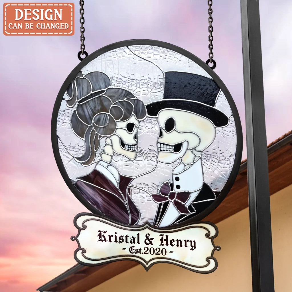 Personalized Skull Couple Acrylic Suncatcher - Gift Idea For Husband And Wife/Couple