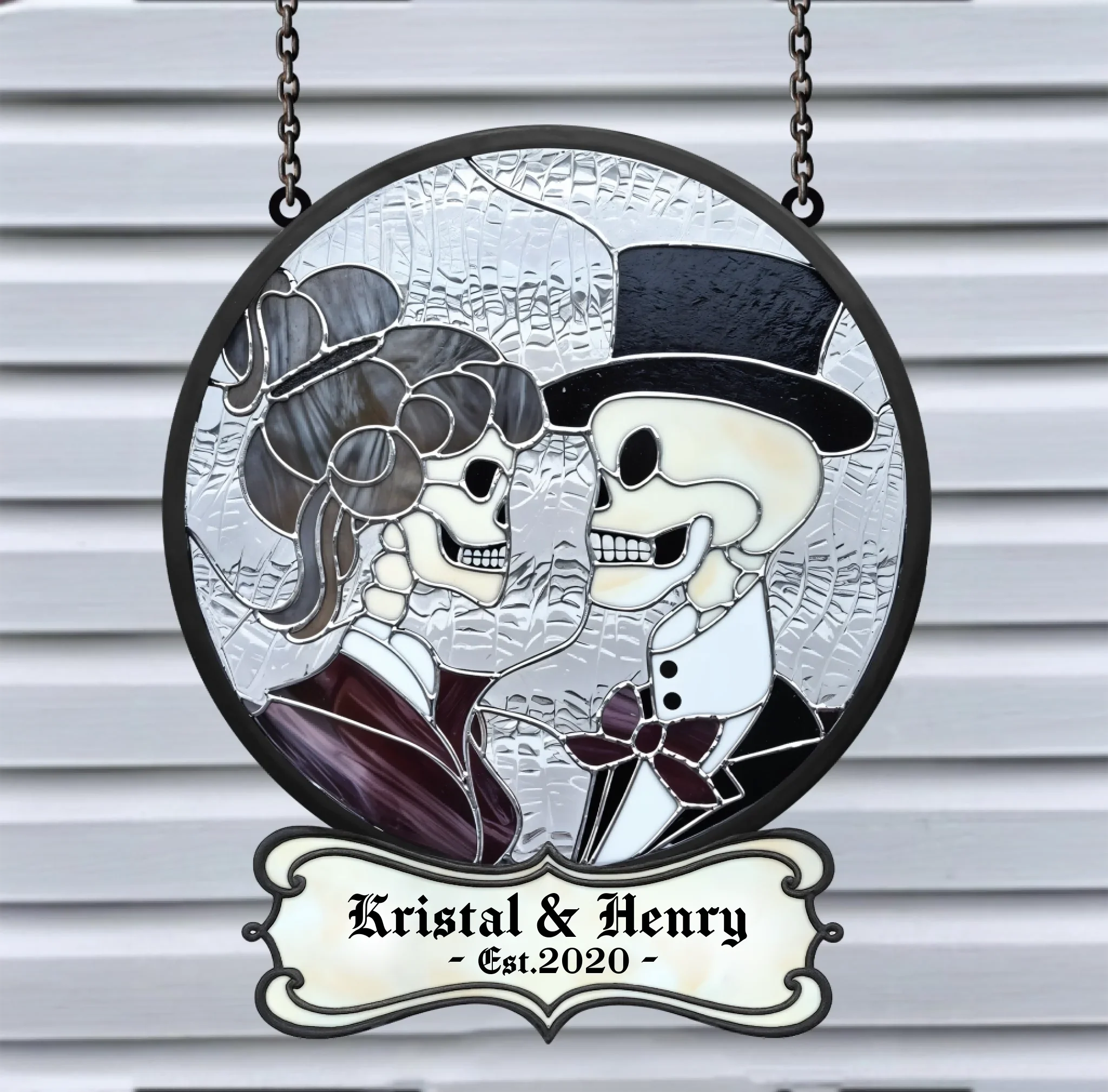 Personalized Skull Couple Acrylic Suncatcher - Gift Idea For Husband And Wife/Couple
