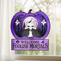 Personalized Welcome Foolish Mortals Cat Suncatcher - Gift Idea For Cat Lover - Up to 3 Cats