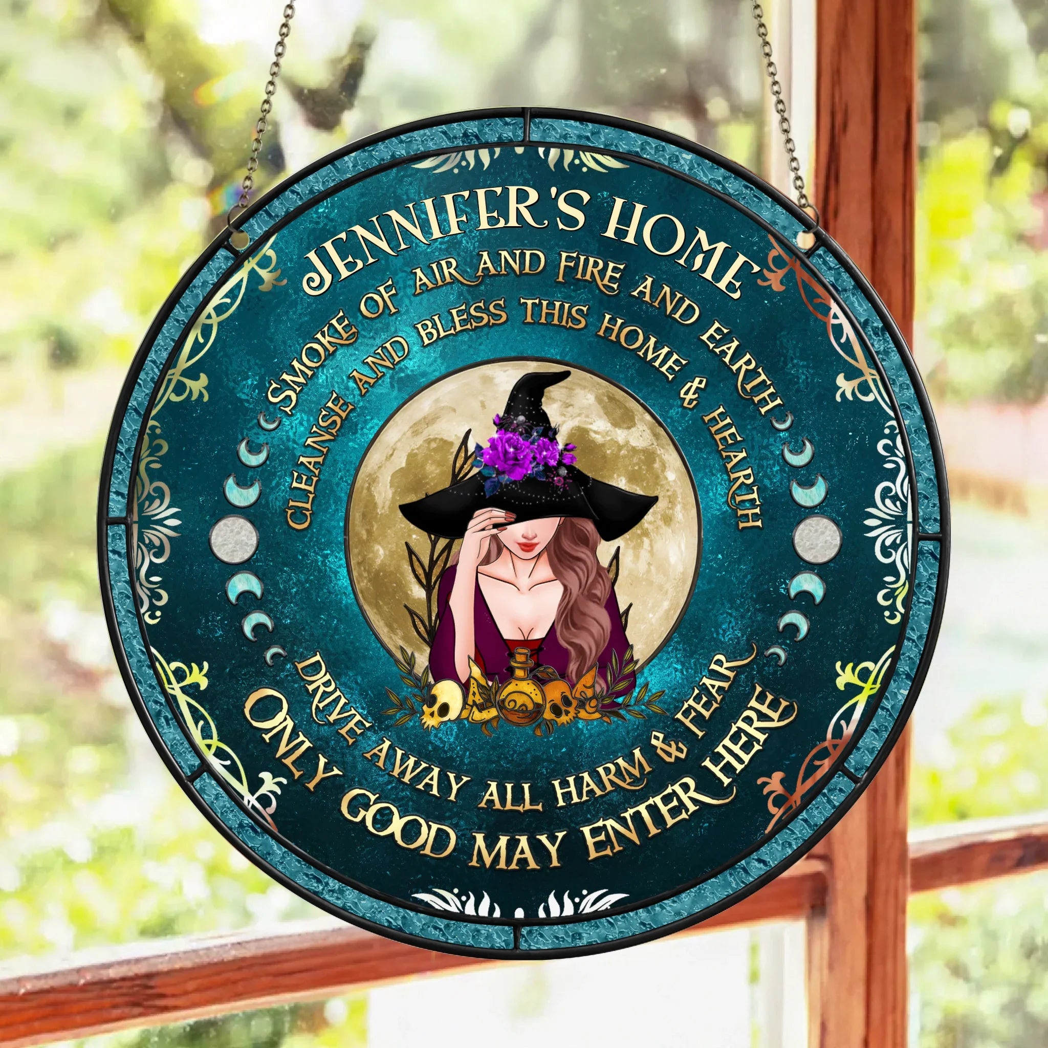 Personalized Witch Acrylic Suncatcher - Gift Idea For Witch/Wicca Decor/Pagan Decor - Check Ya Energy Before You Come In This Home