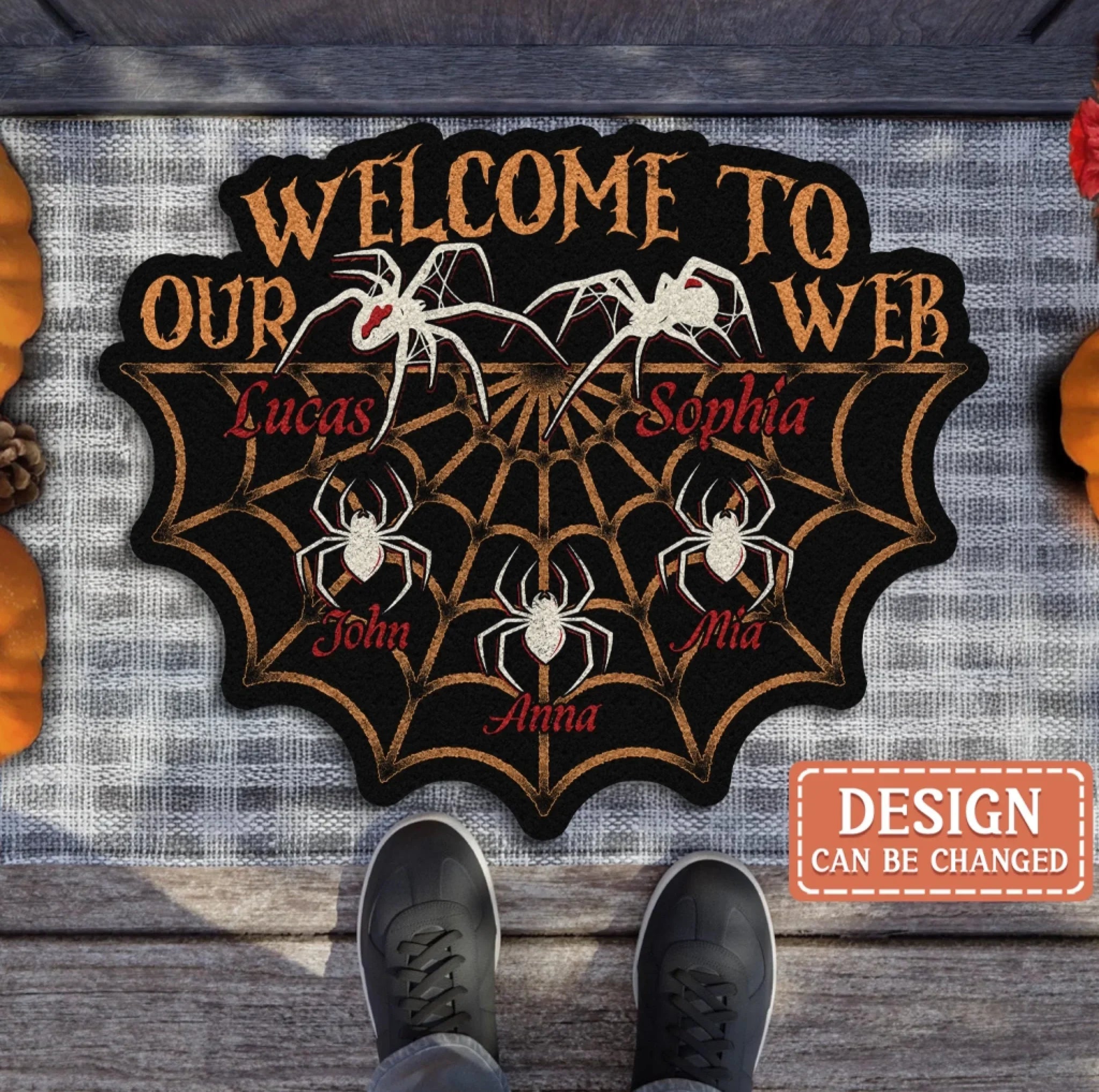 Personalized Horor Doormat - Gift Idea For Family - Up to 5 Kids - Welcome To Our Web