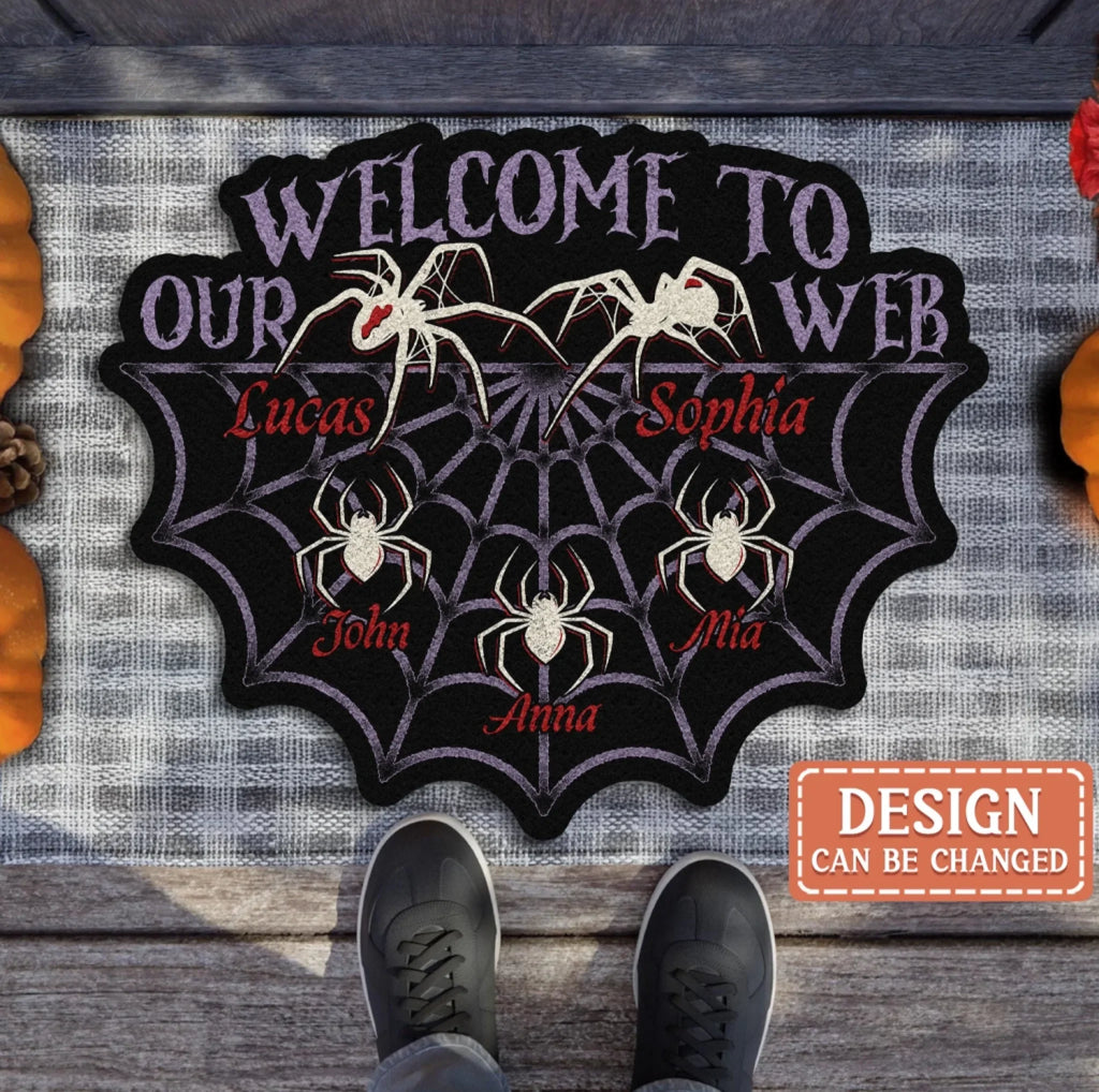 Personalized Horor Doormat - Gift Idea For Family - Up to 5 Kids - Welcome To Our Web