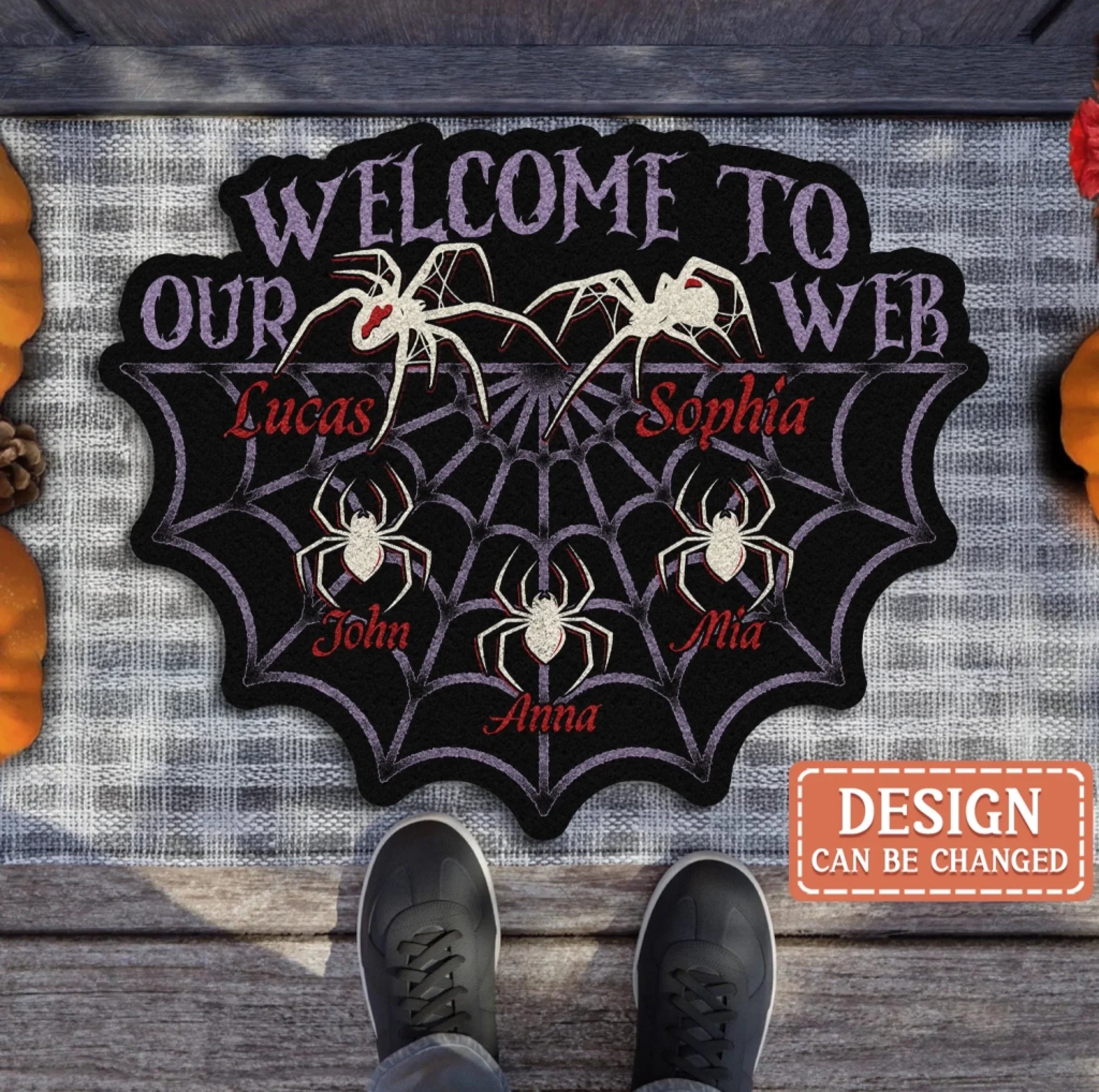 Personalized Horor Doormat - Gift Idea For Family - Up to 5 Kids - Welcome To Our Web