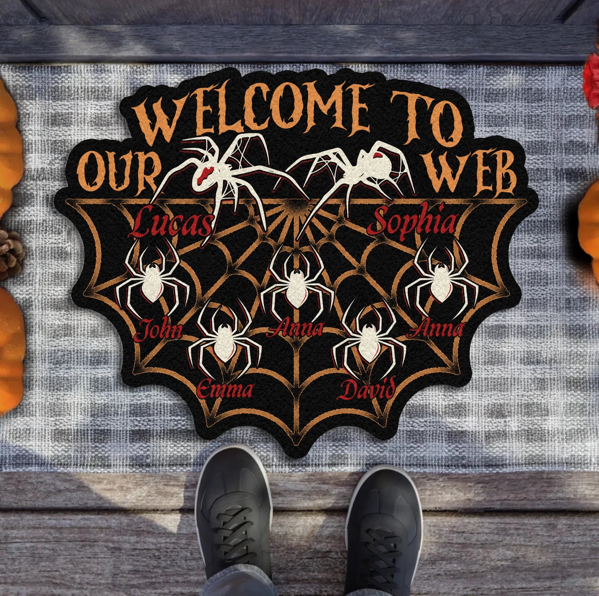 Personalized Horor Doormat - Gift Idea For Family - Up to 5 Kids - Welcome To Our Web