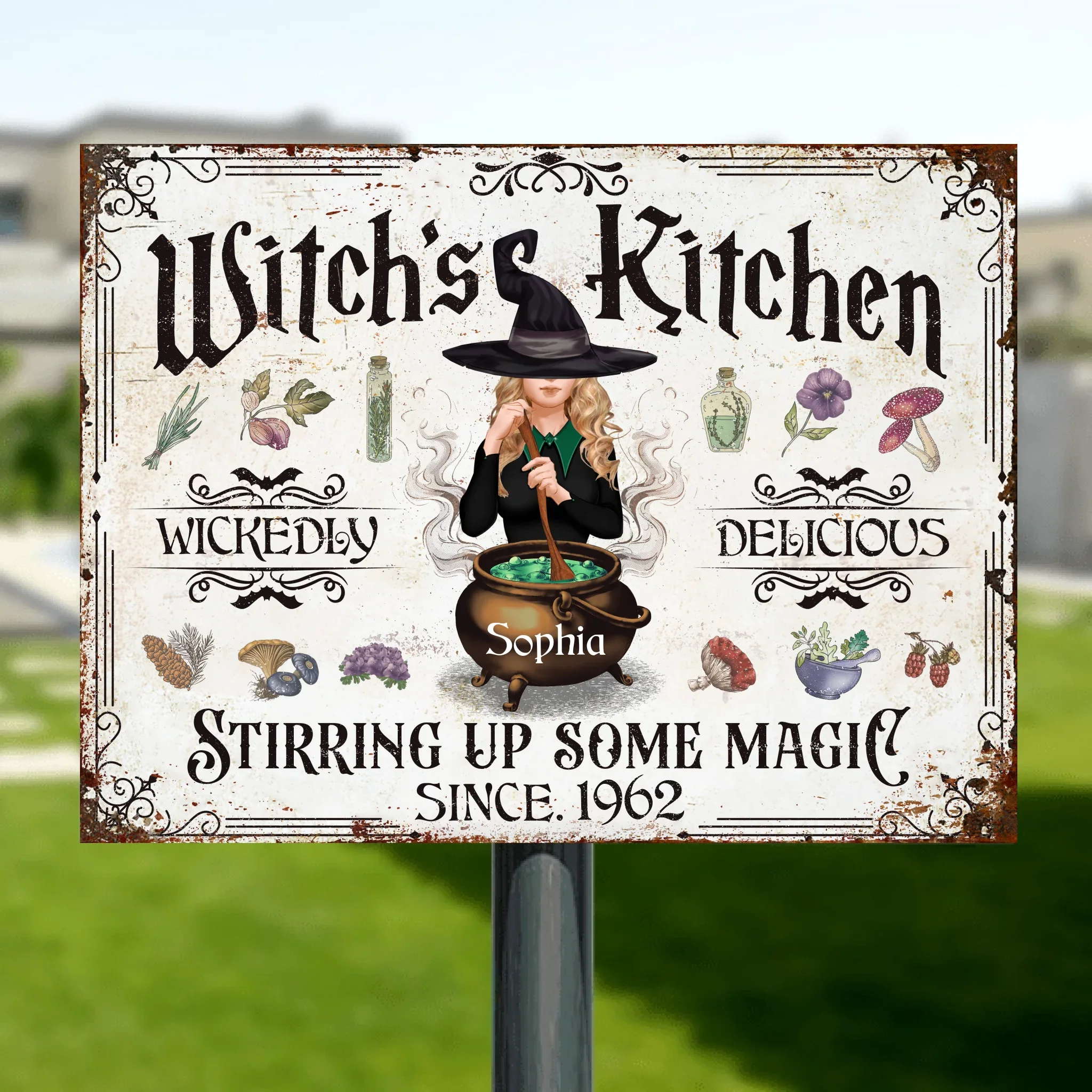 Personalized Witch's Kitchen Metal Sign - Gift Idea For Witch Lover - Stirring Up Some Magic