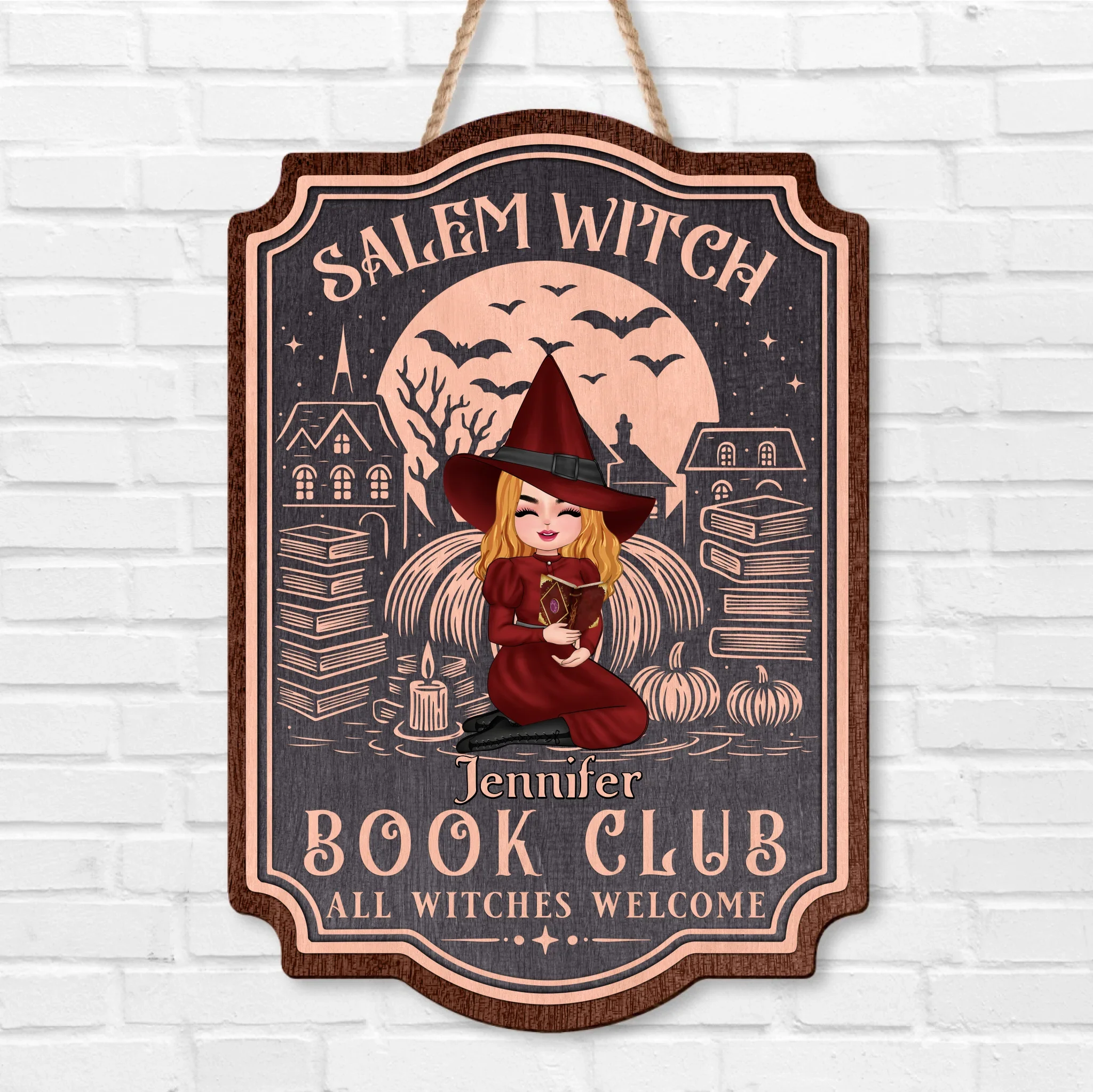 Personalized Salem Witch Book Club Wooden Sign - Gift Idea For Book Lover - All Witches Welcome