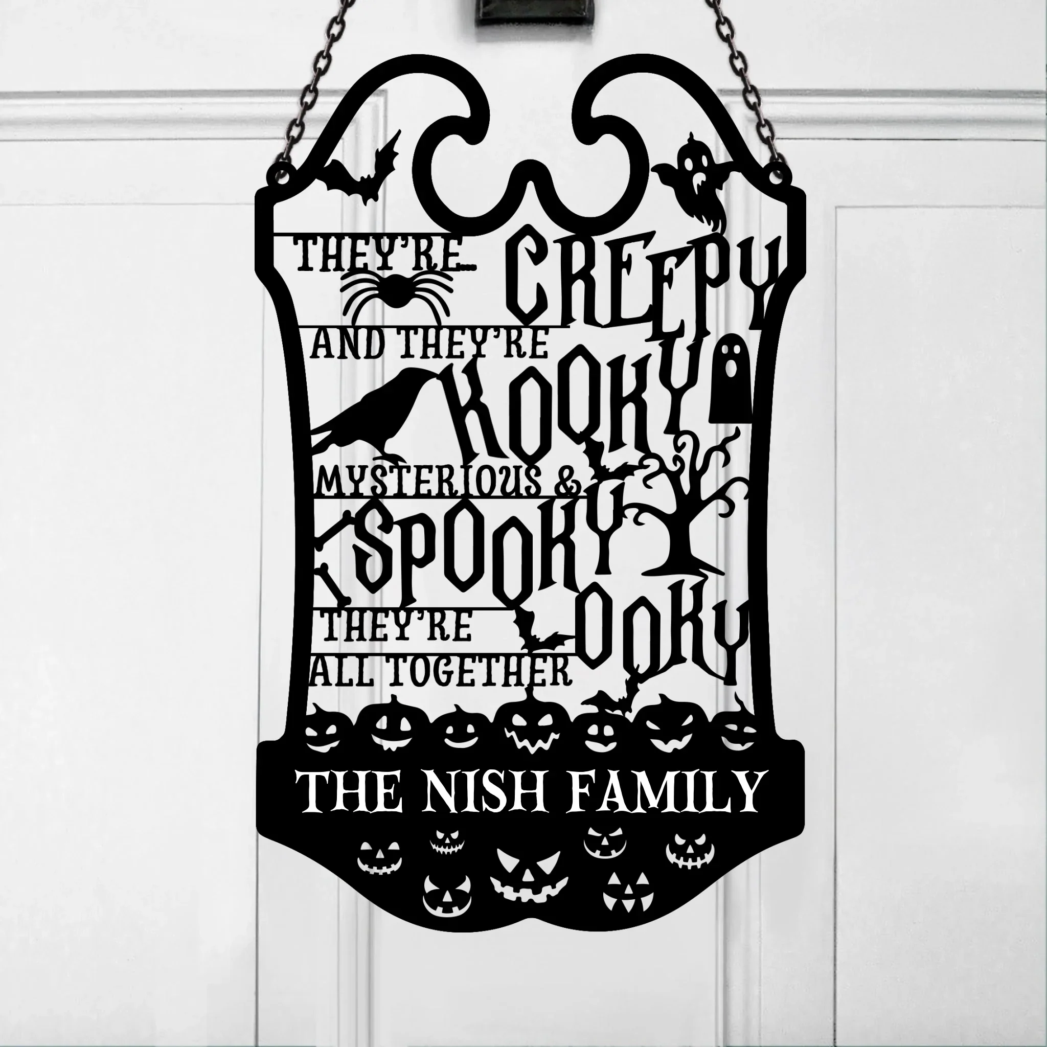 Personalized Horror Family Metal Sign - Gift Idea For Family - They're Creepy They're Kooky Mysterious & Spooky