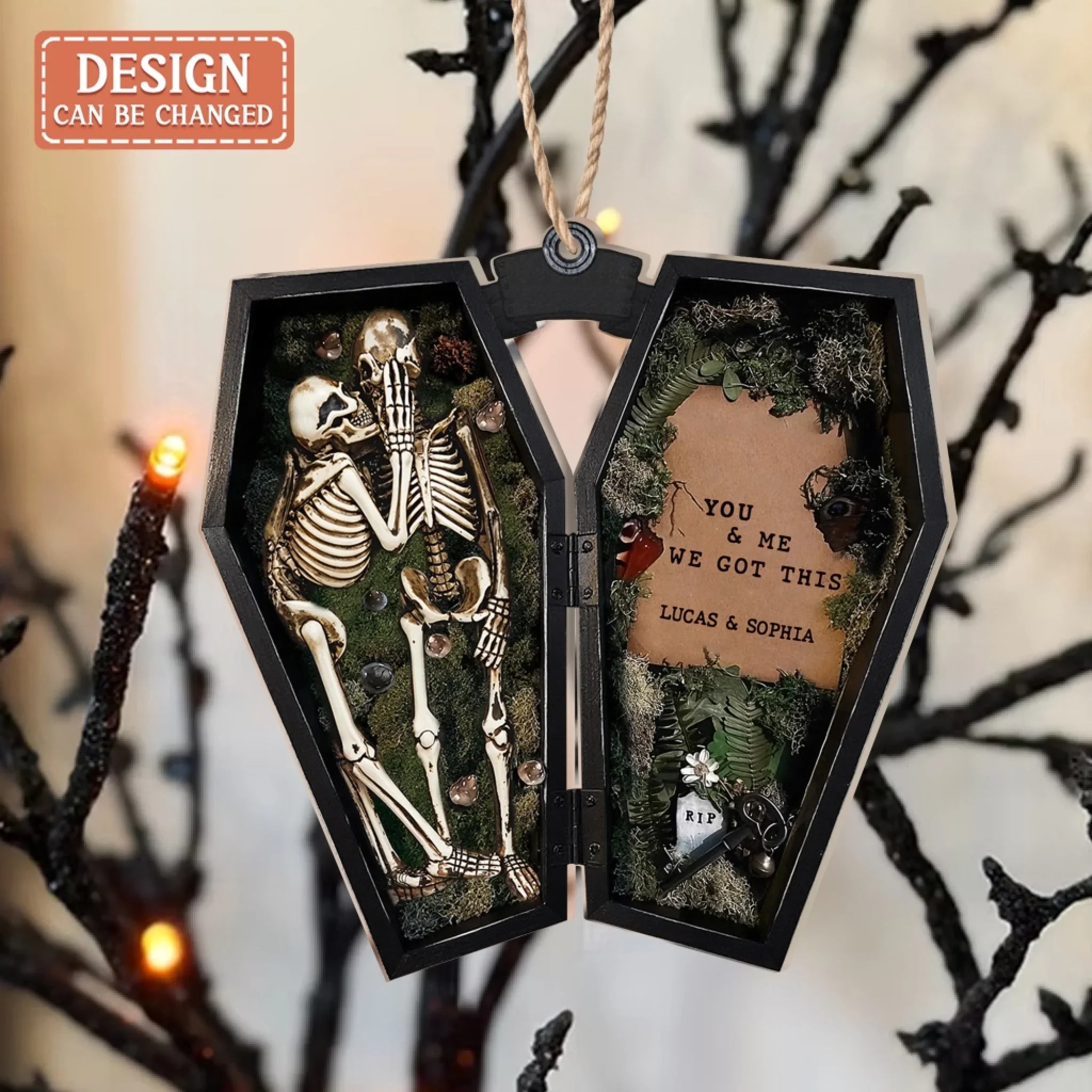 Personalized Skull Couple Acrylic Ornament - Gift Idea For Couple/Husband And Wife - Love Never Dies