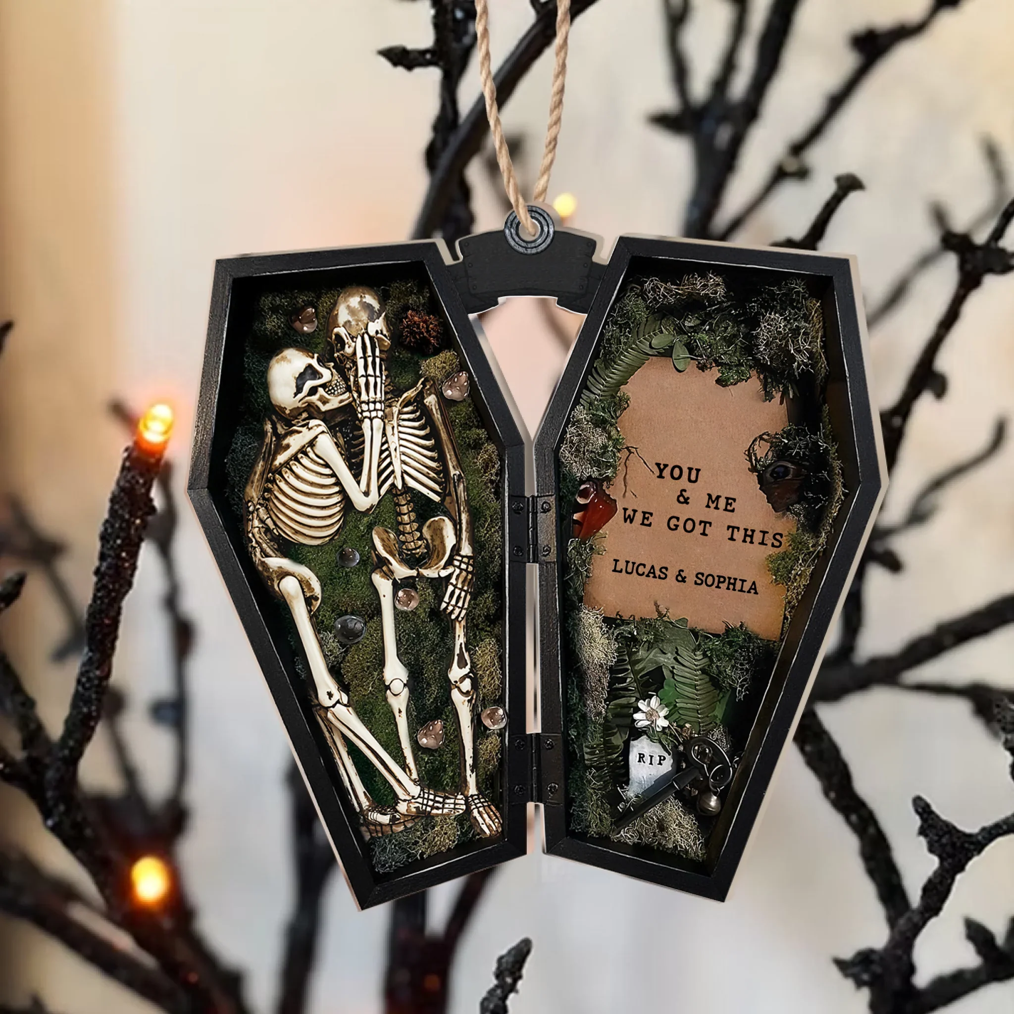 Personalized Skull Couple Acrylic Ornament - Gift Idea For Couple/Husband And Wife - Love Never Dies