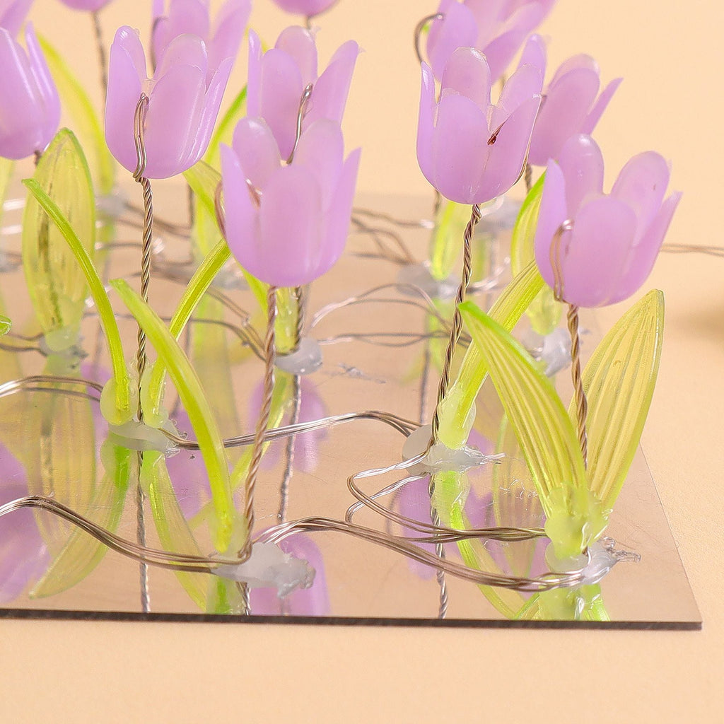 Purple Tulip Mirror LED Night Light – DIY Floral Glow Lamp