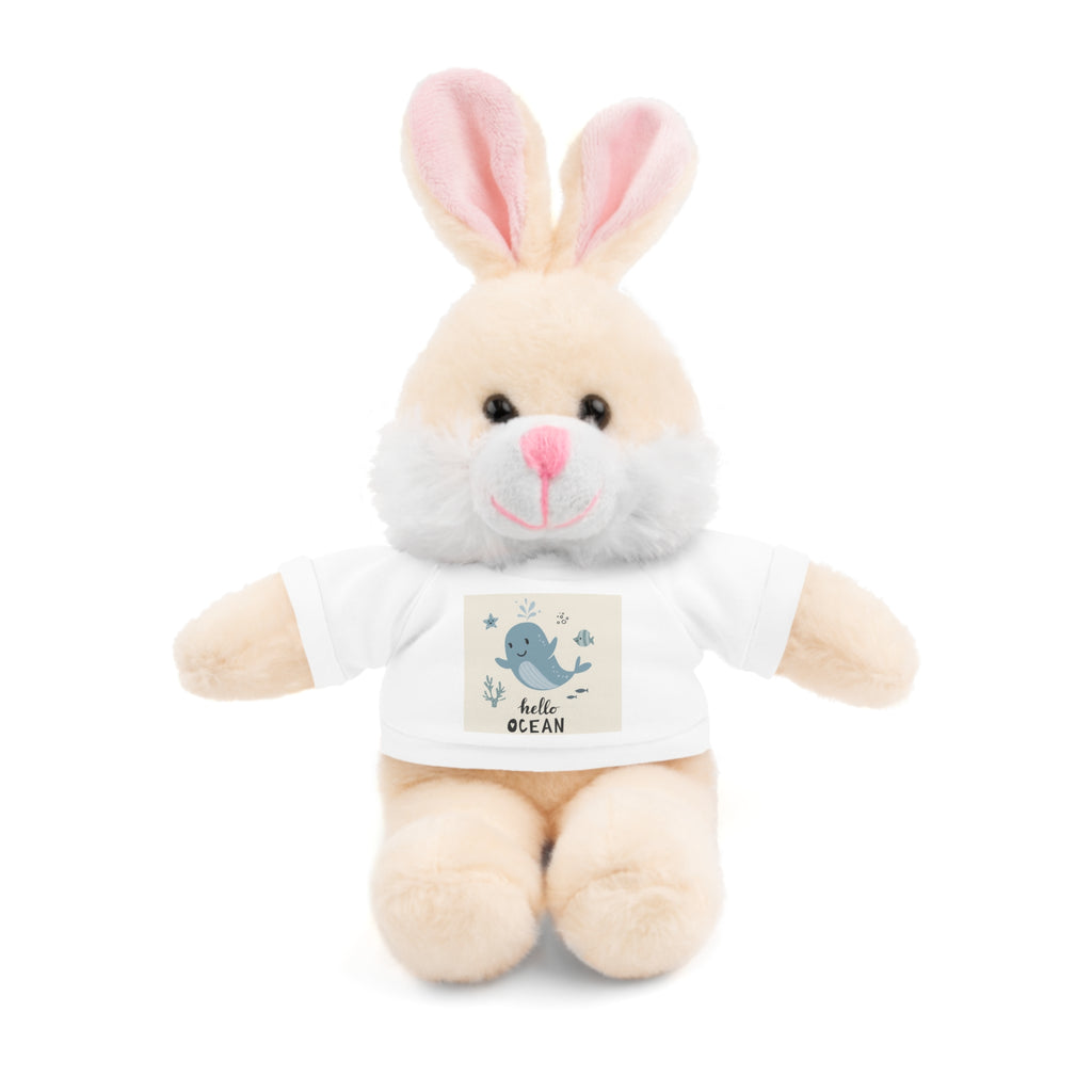 Cuddly Stuffed Bear with Tee - Cute Gift for Kids, Nursery Decor, Birthday Surprise, Ocean Theme, Plush Toy