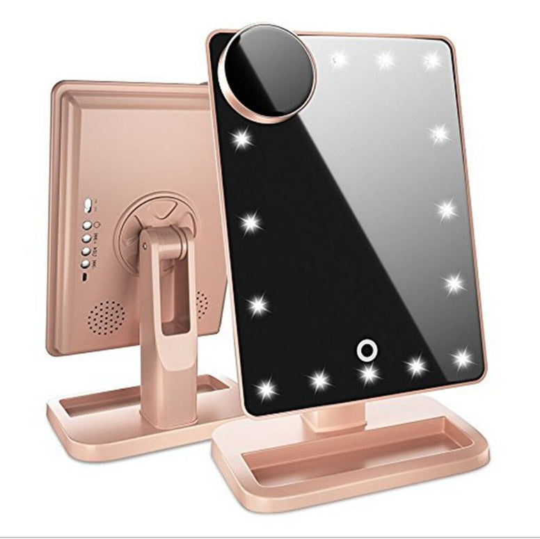 LED makeup mirror with Bluetooth speaker and 10X magnification