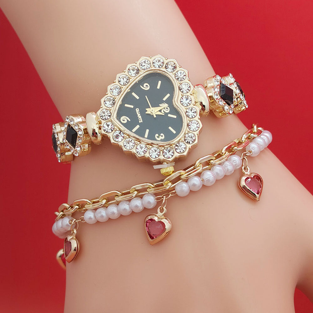 Women's bracelet watch set heart quartz Valentine's gift