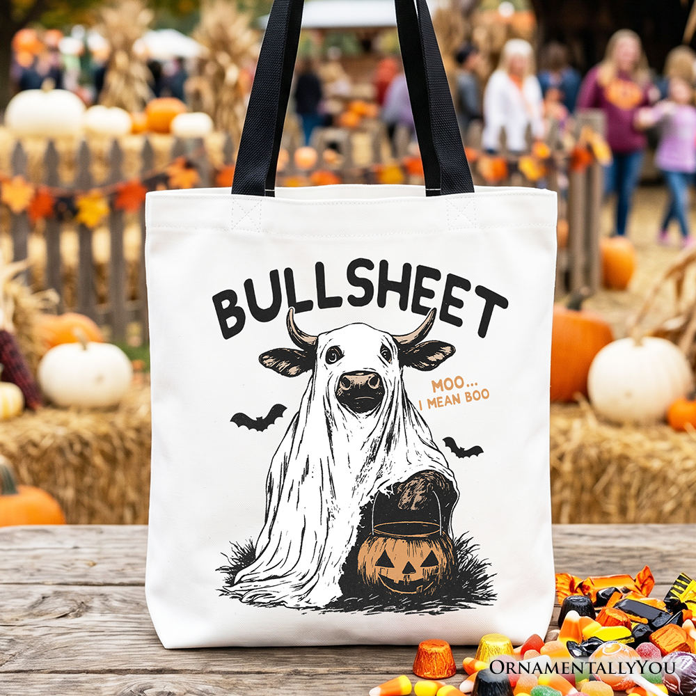 Bullsheet Halloween Bull Tote Bag, Hilarious Cow Gift Shopper for Trick-or-Treaters